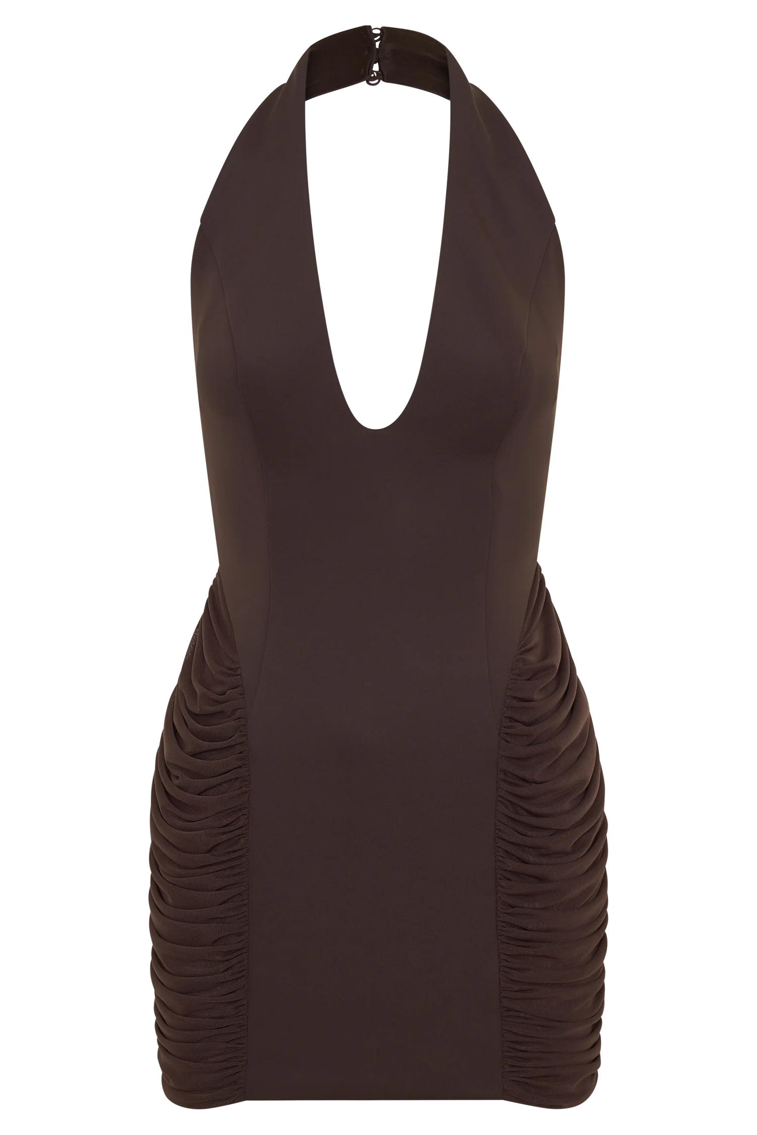Anari Gathered Scuba Mini Dress - Dark Chocolate