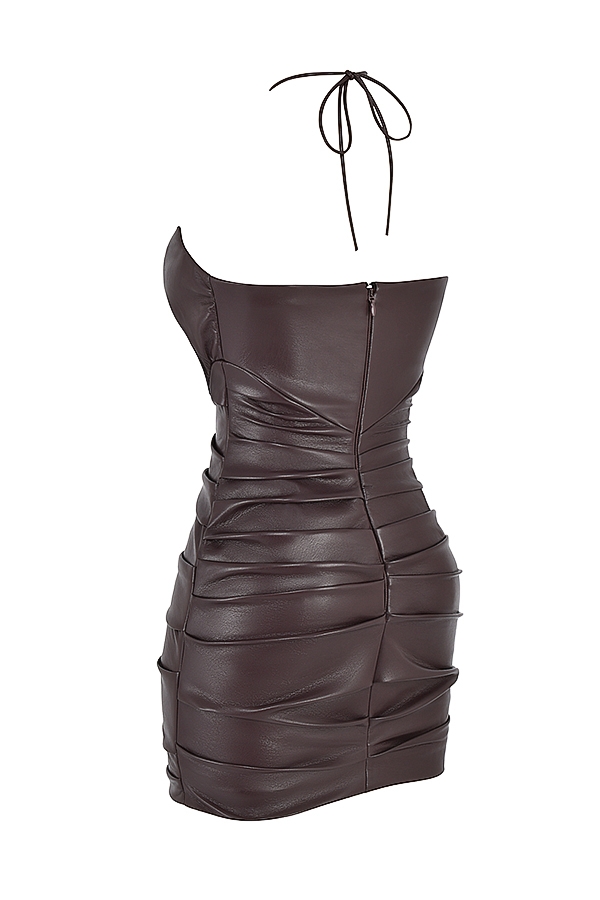 Bitter Chocolate Vegan Leather Mini Dress