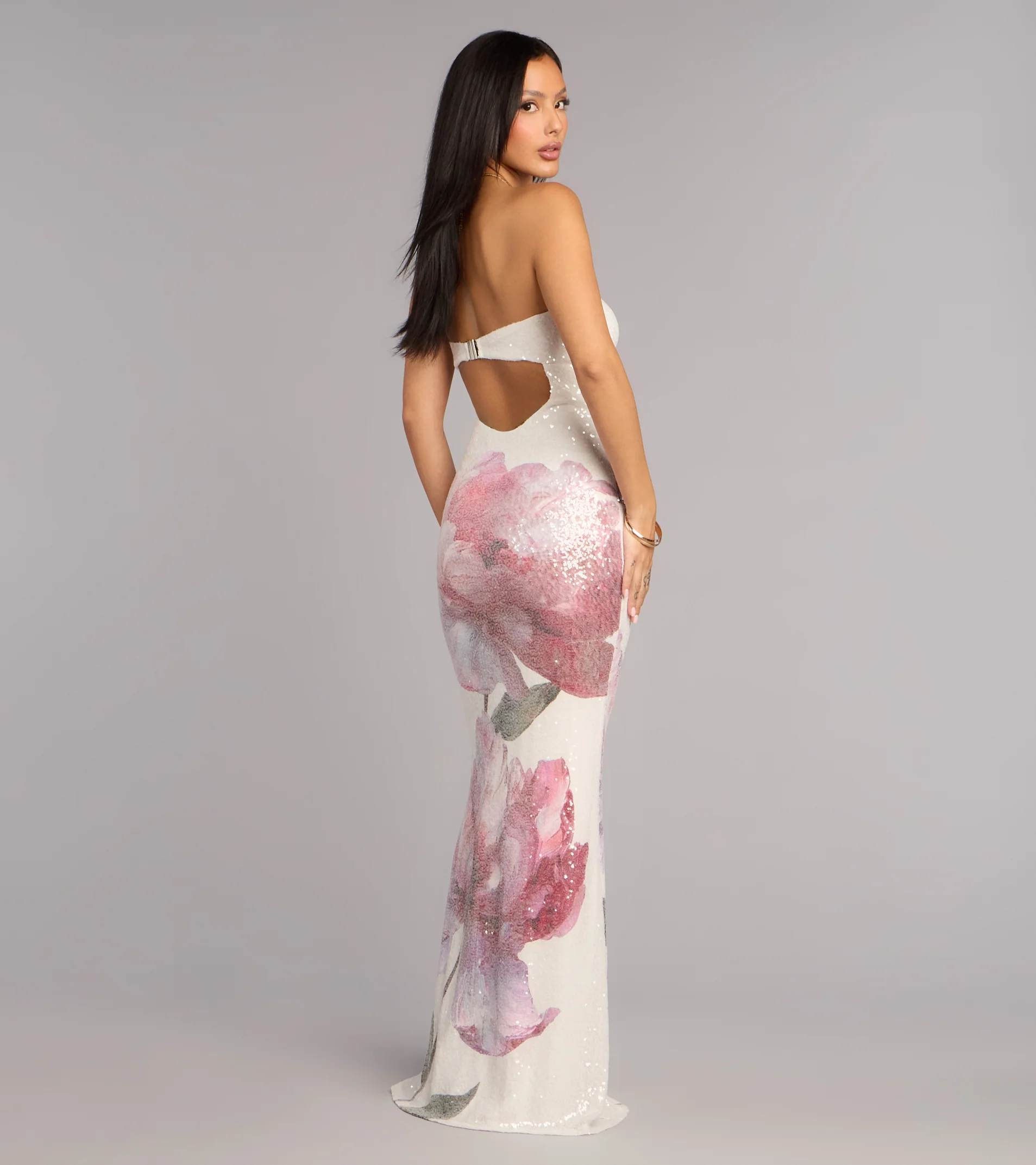 Kiki Floral Sequin Formal Dress