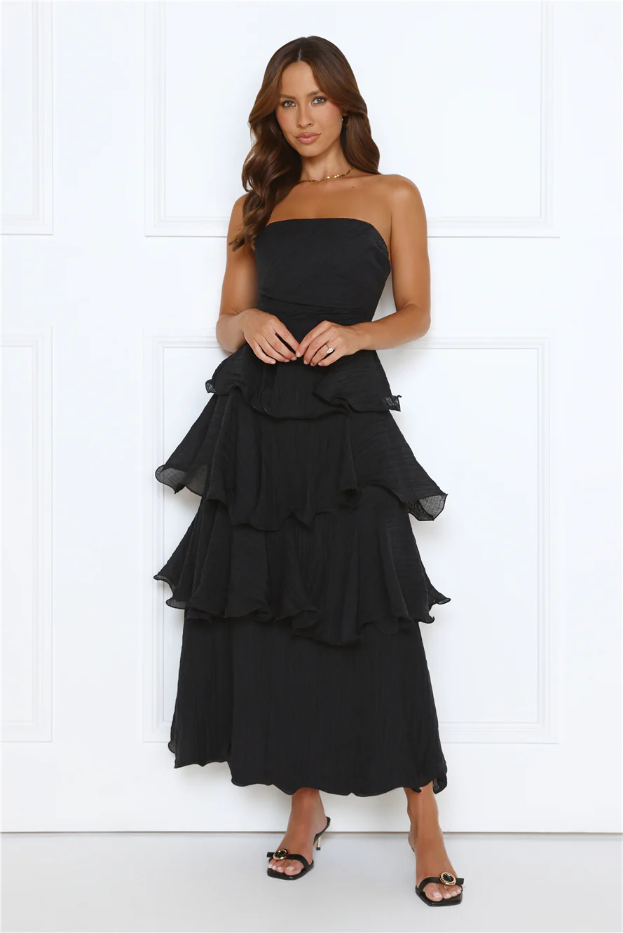 Wedding Adventure Strapless Maxi Dress Black