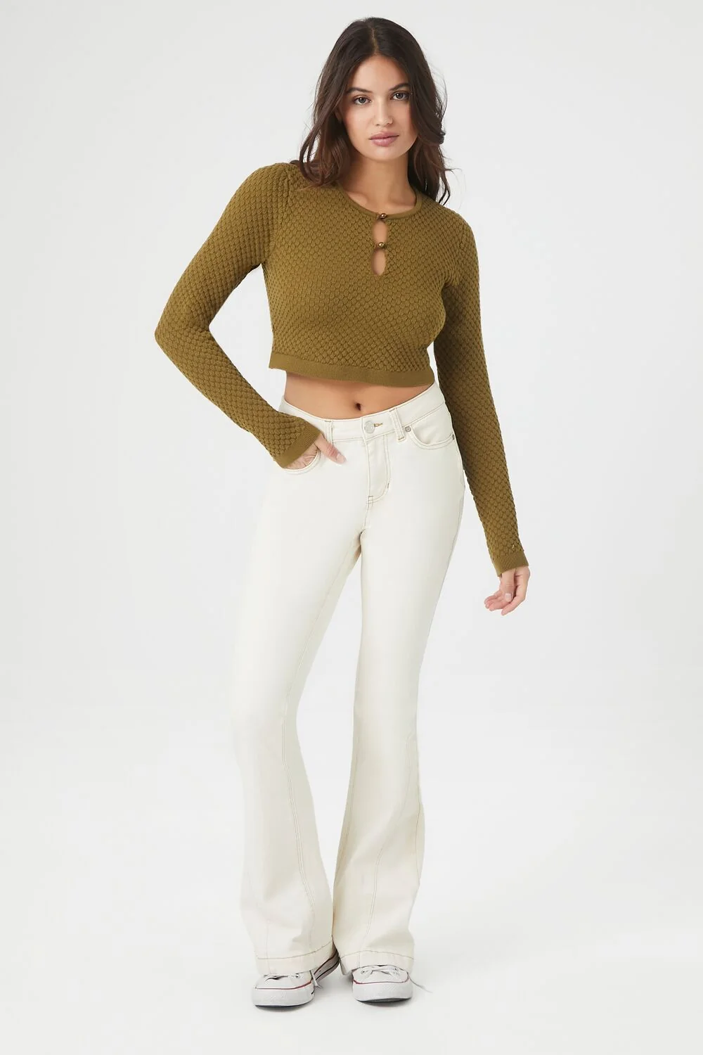 Sweater-Knit Cutout Crop Top