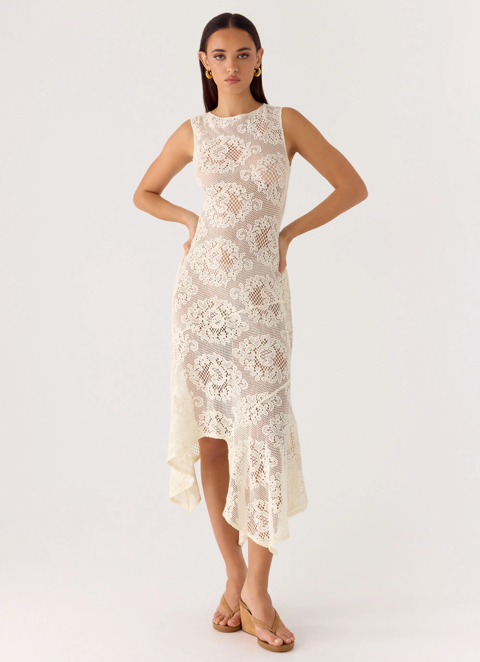 Janayia Midi Dress - Ivory