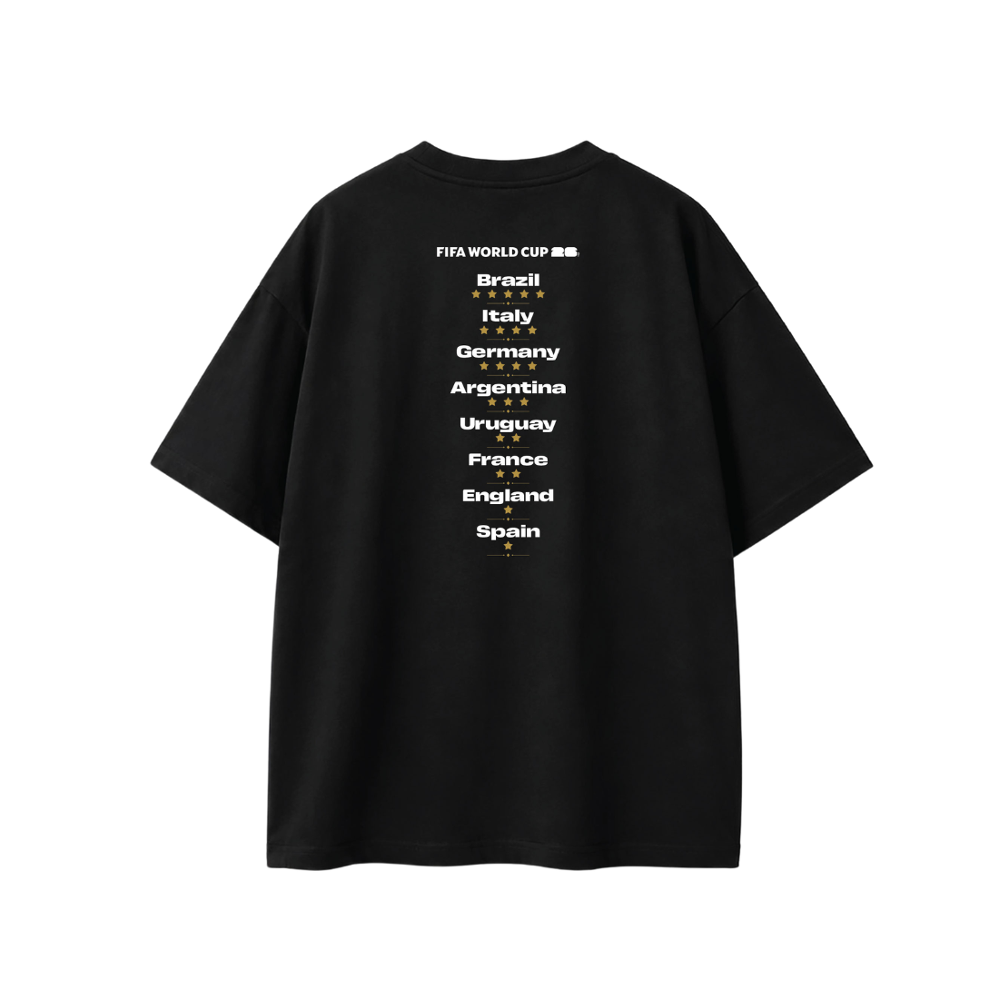 WORLD CUP Oversize Men S/S Round Neck Black EST1107-1-BLK