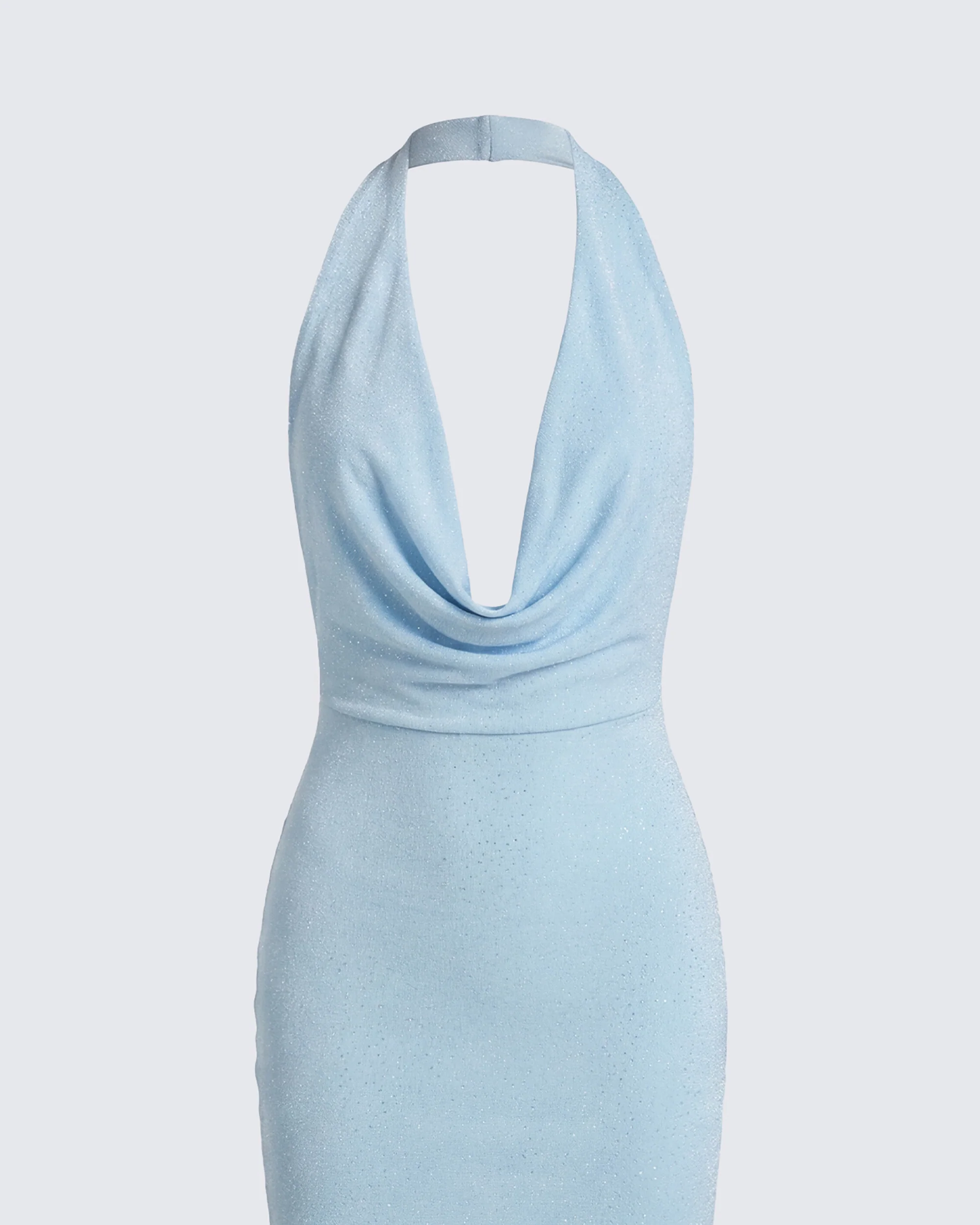 Akimi Blue Sparkle Halter Mini Dress