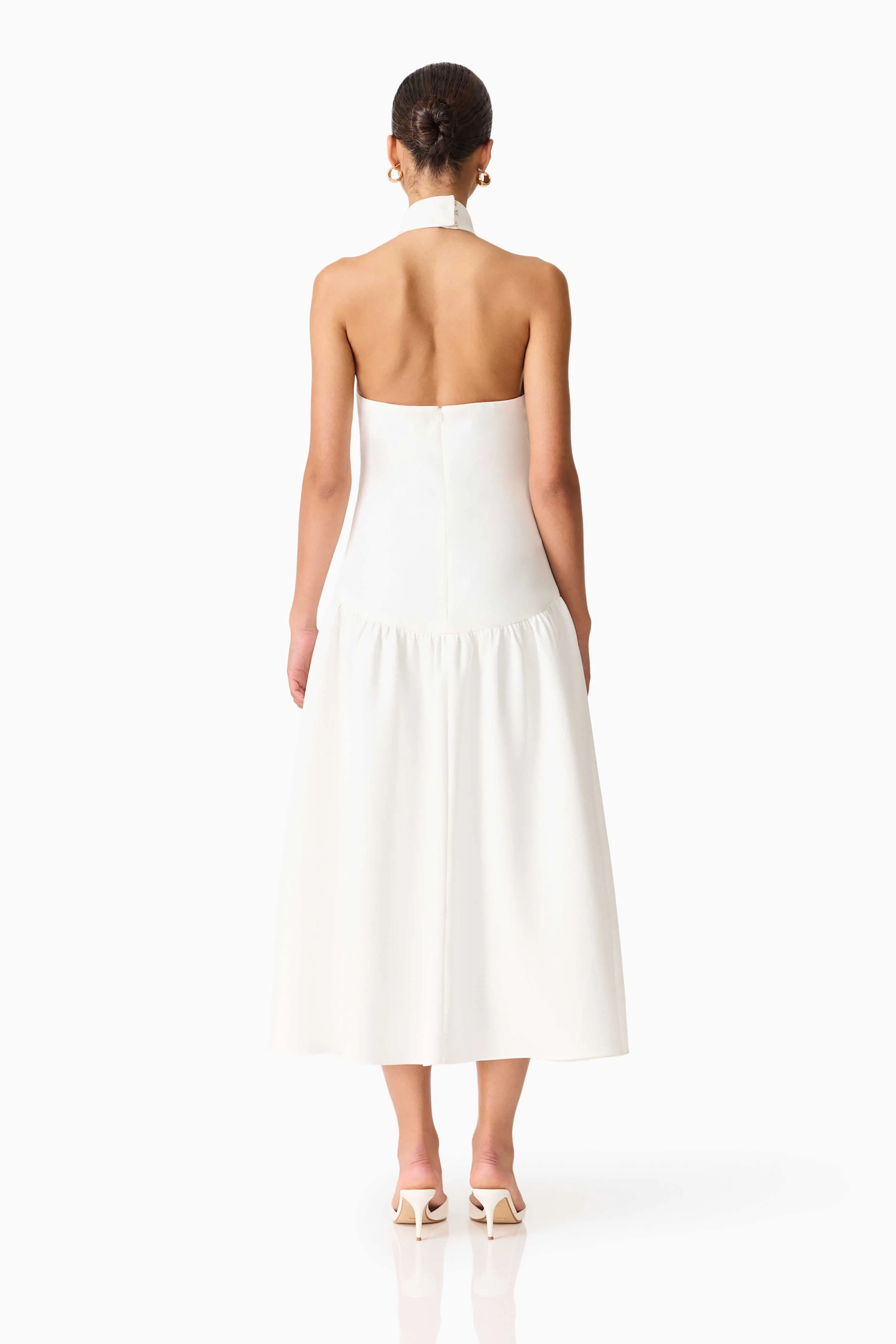 Nolana Halter Midi Dress in White