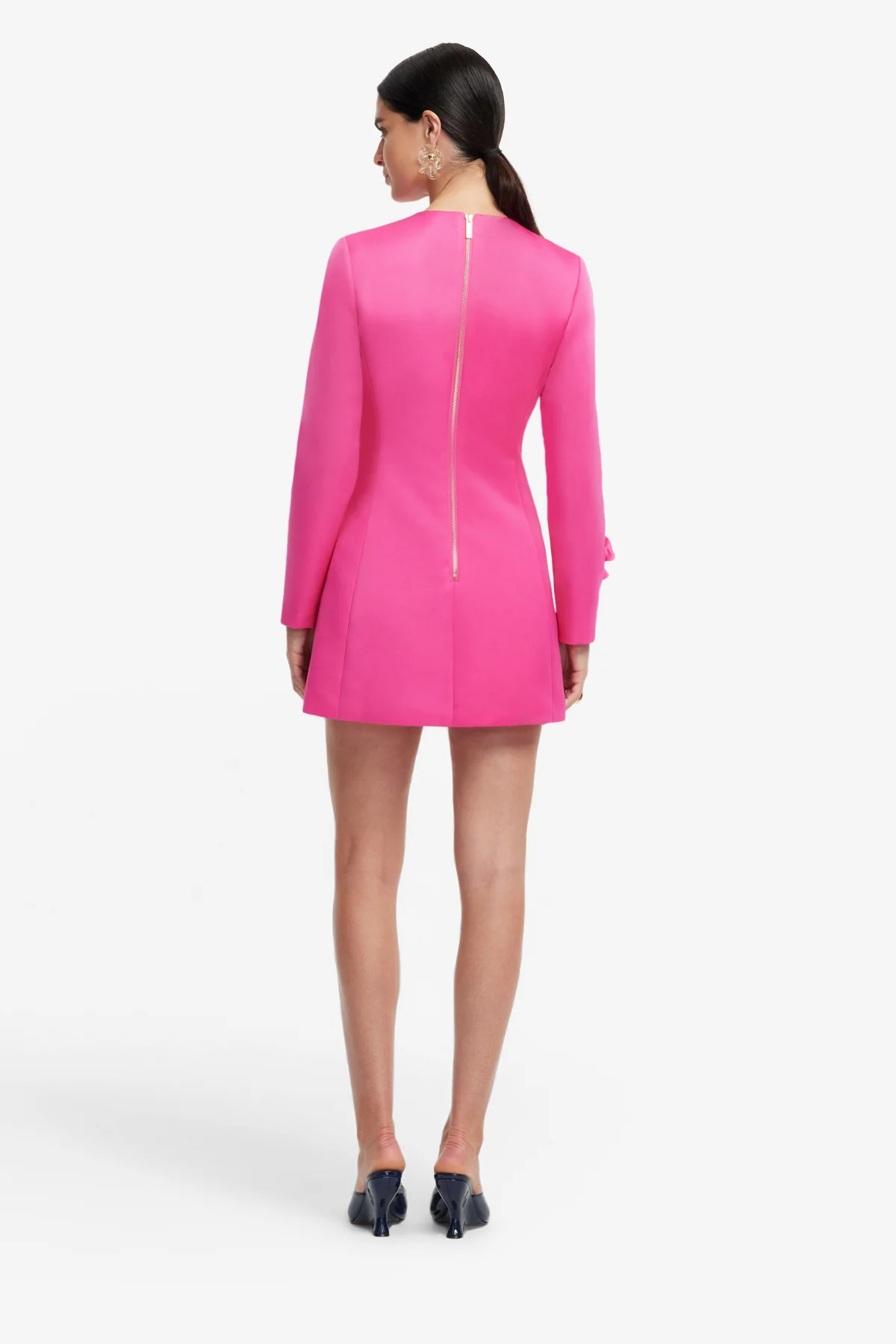 Aliza Long Sleeve Petal Mini Dress - Hot Pink