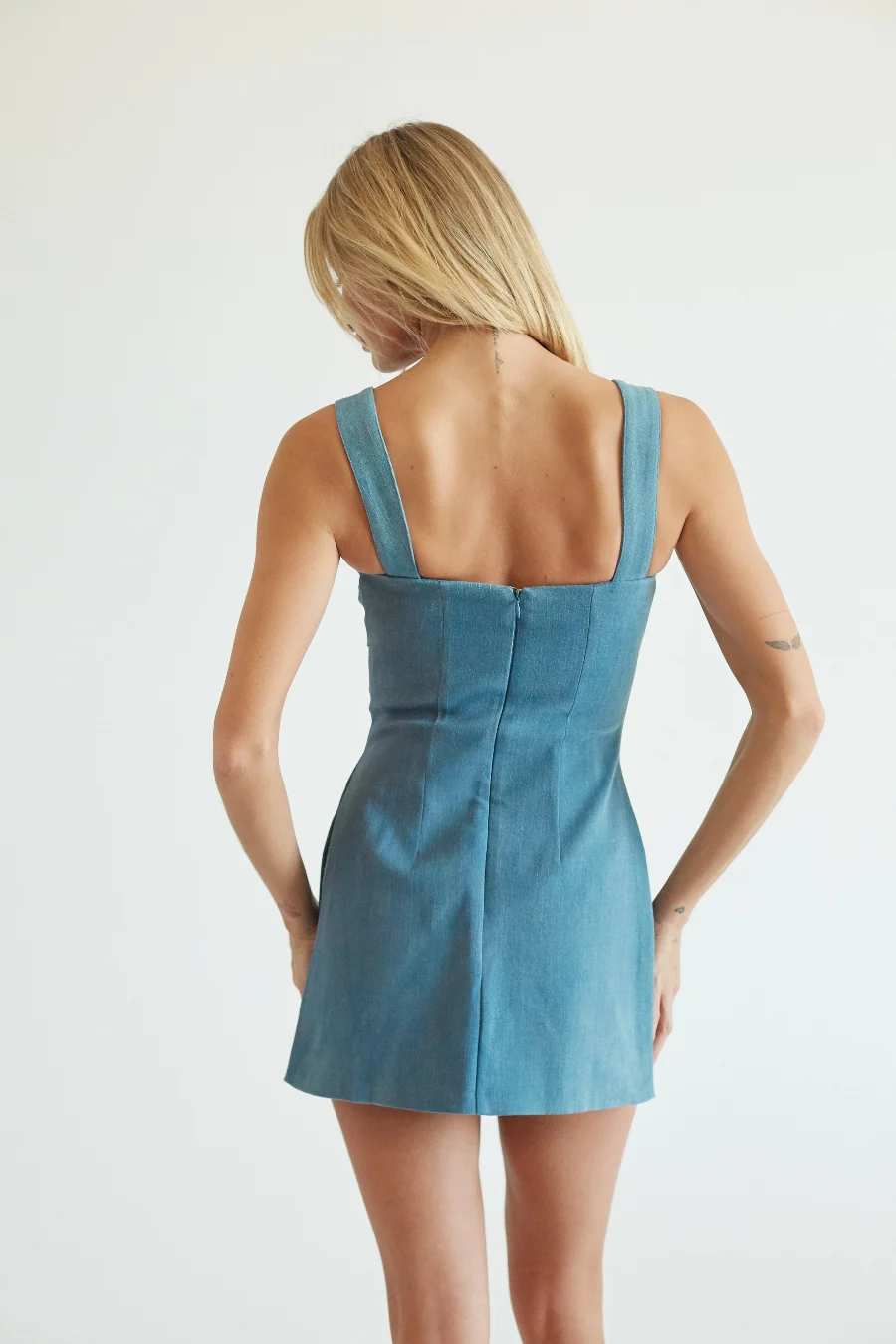 Cassia Denim Mini Romper Dress