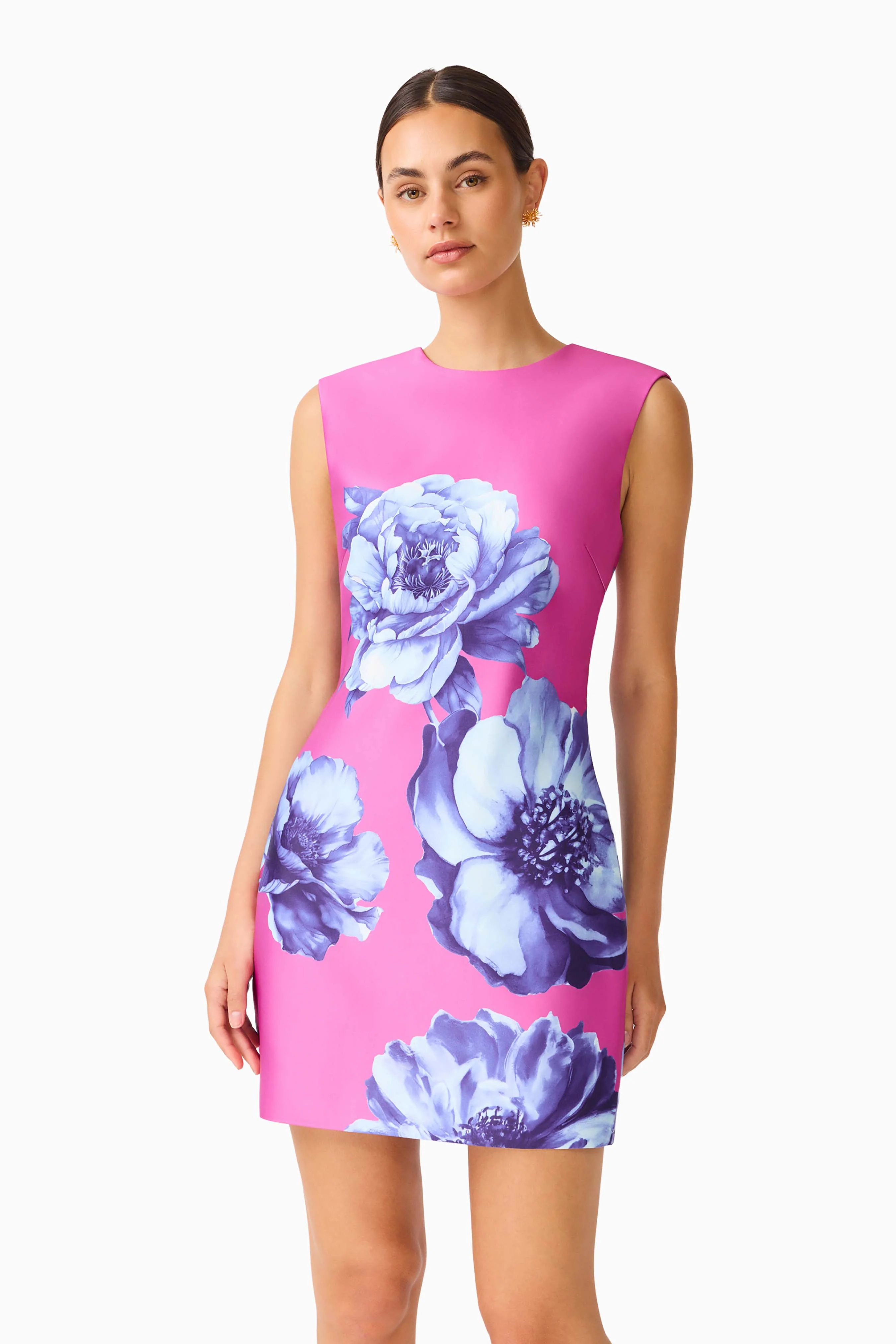Sybella Shift Mini Dress in Pink & Blue Floral