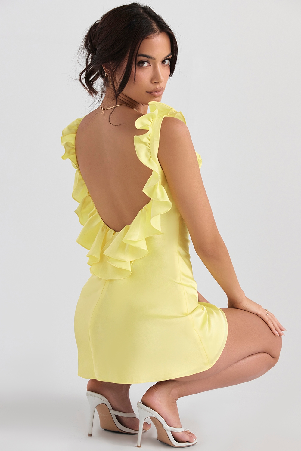 Buttercup Satin Ruffle Mini Dress