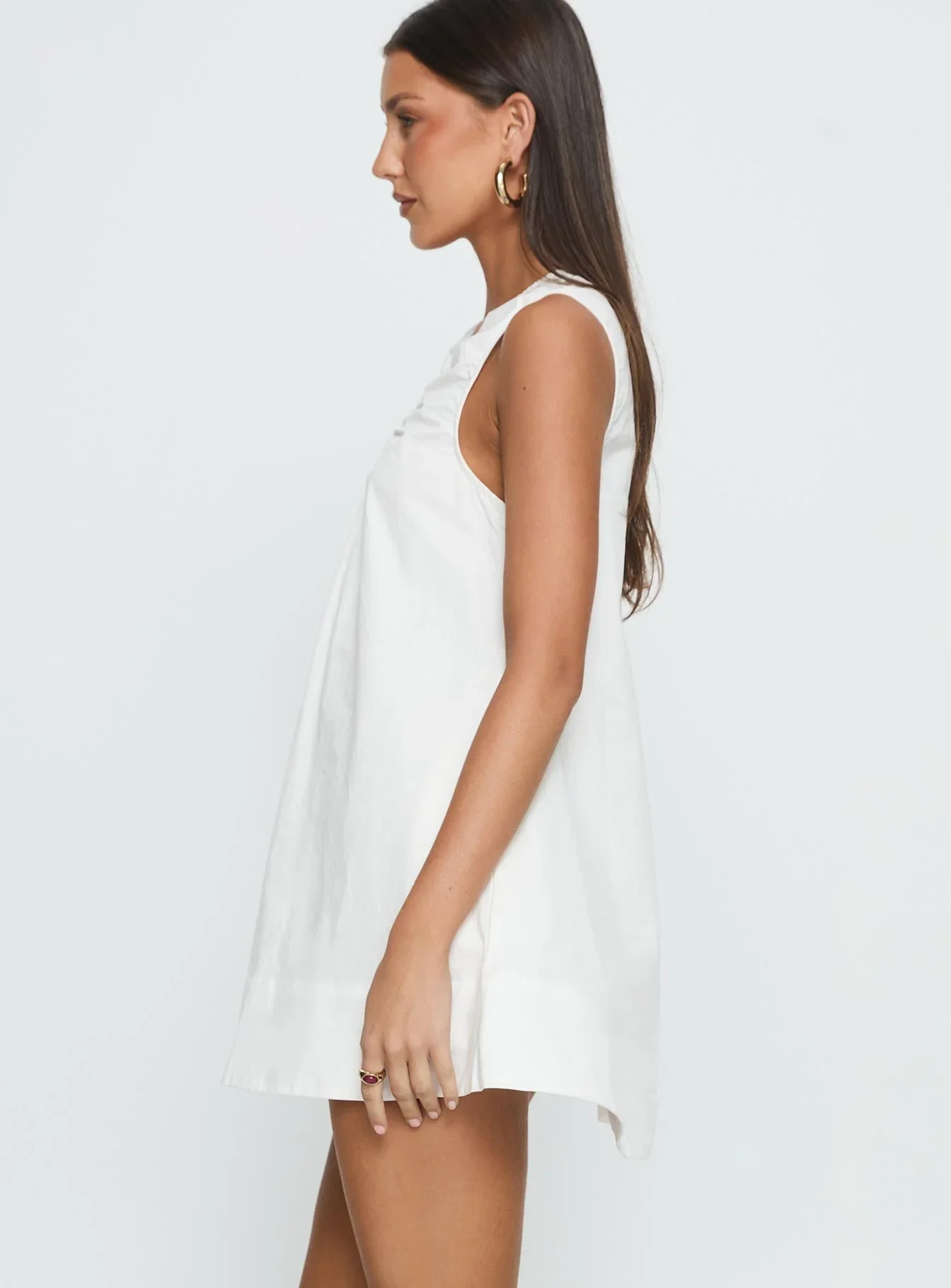 Eberta Ruched Baby Doll Mini Dress White - luluinthesky