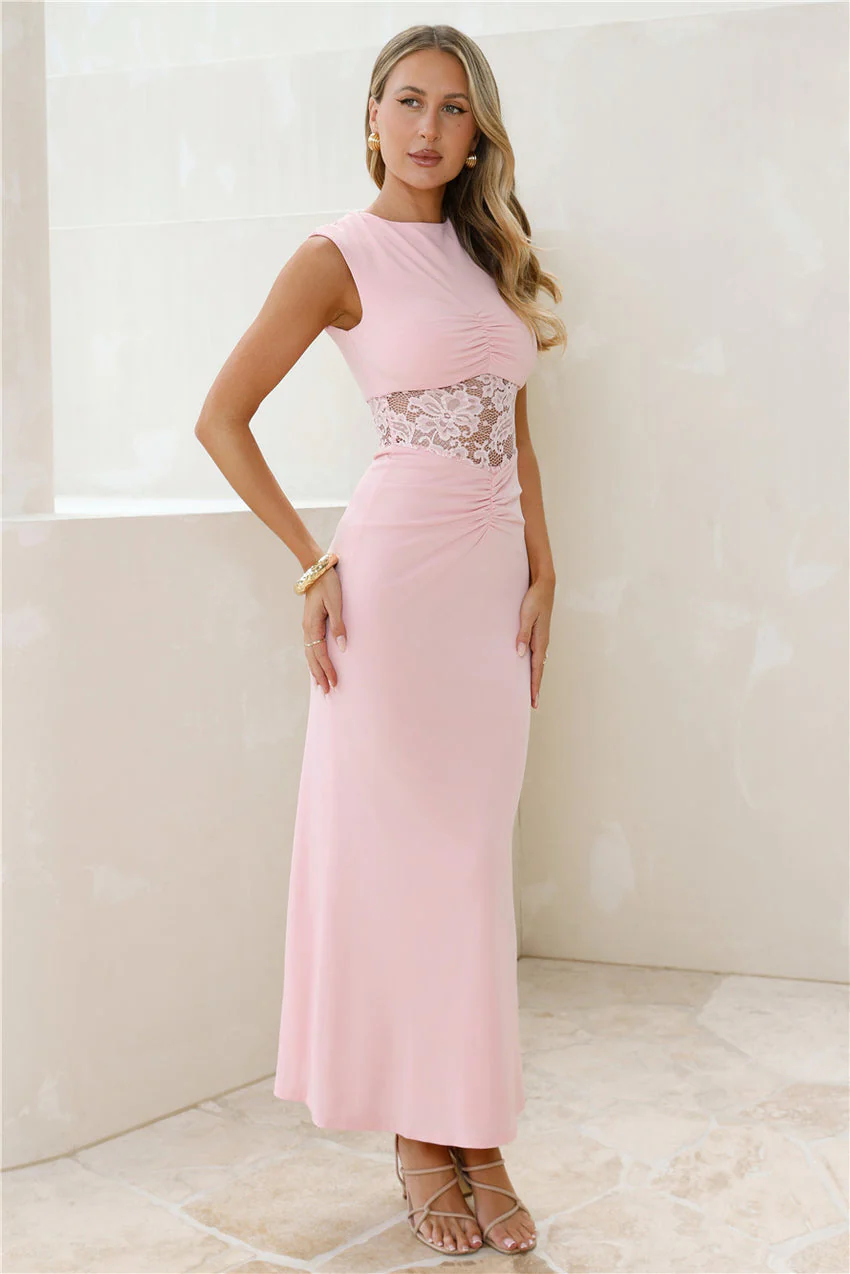 Spellbound By You Maxi Dress Pink - luluinthesky