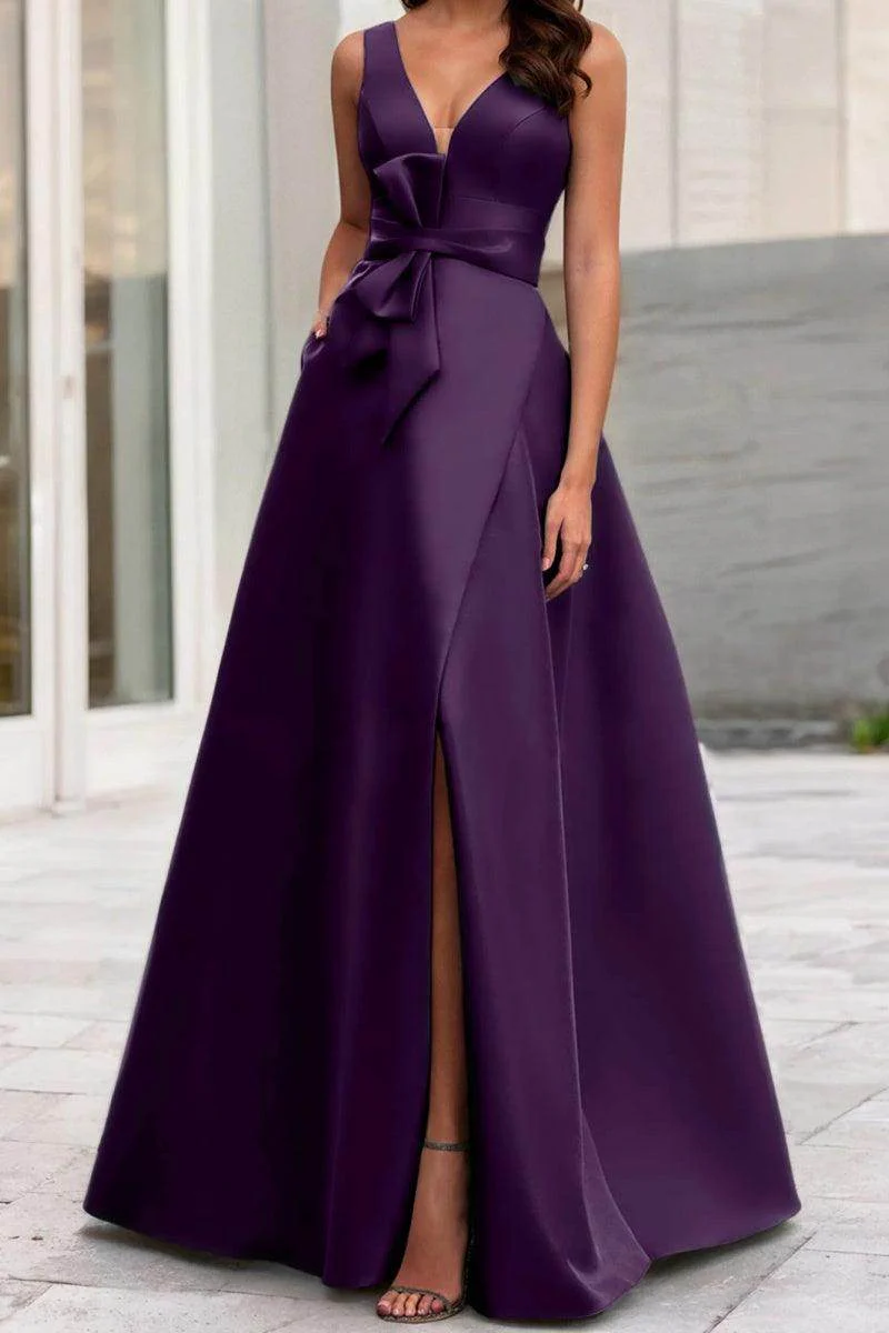 A Line V Neck Sleeveless Mother Of The Bride Dresses CM0341