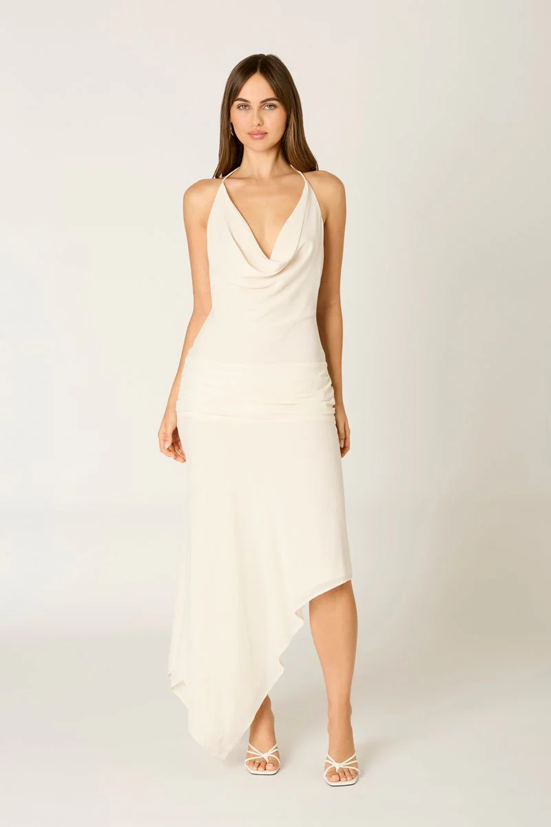 Chiffon Halter Midi Dress