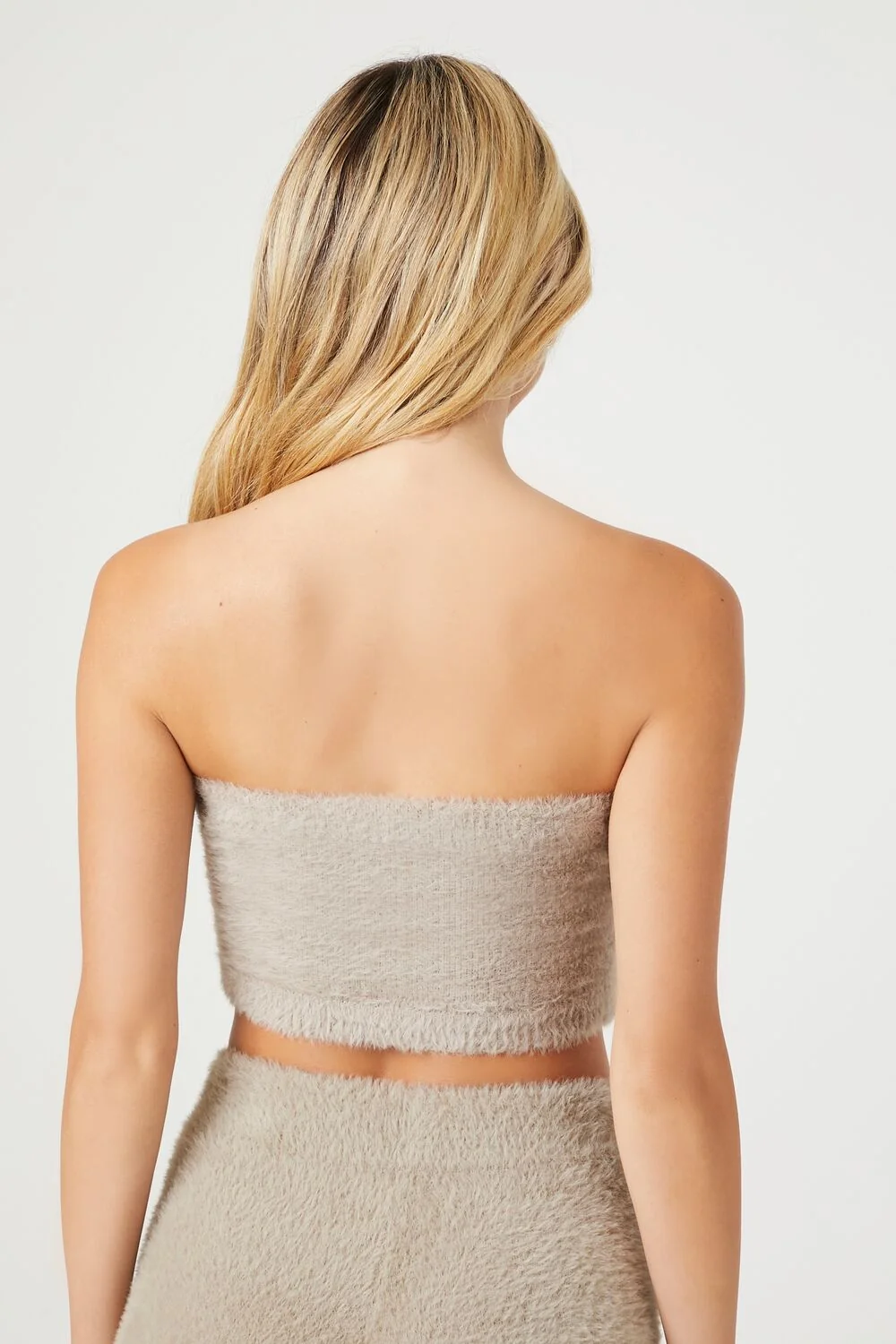 Fuzzy Sweater-Knit Tube Top