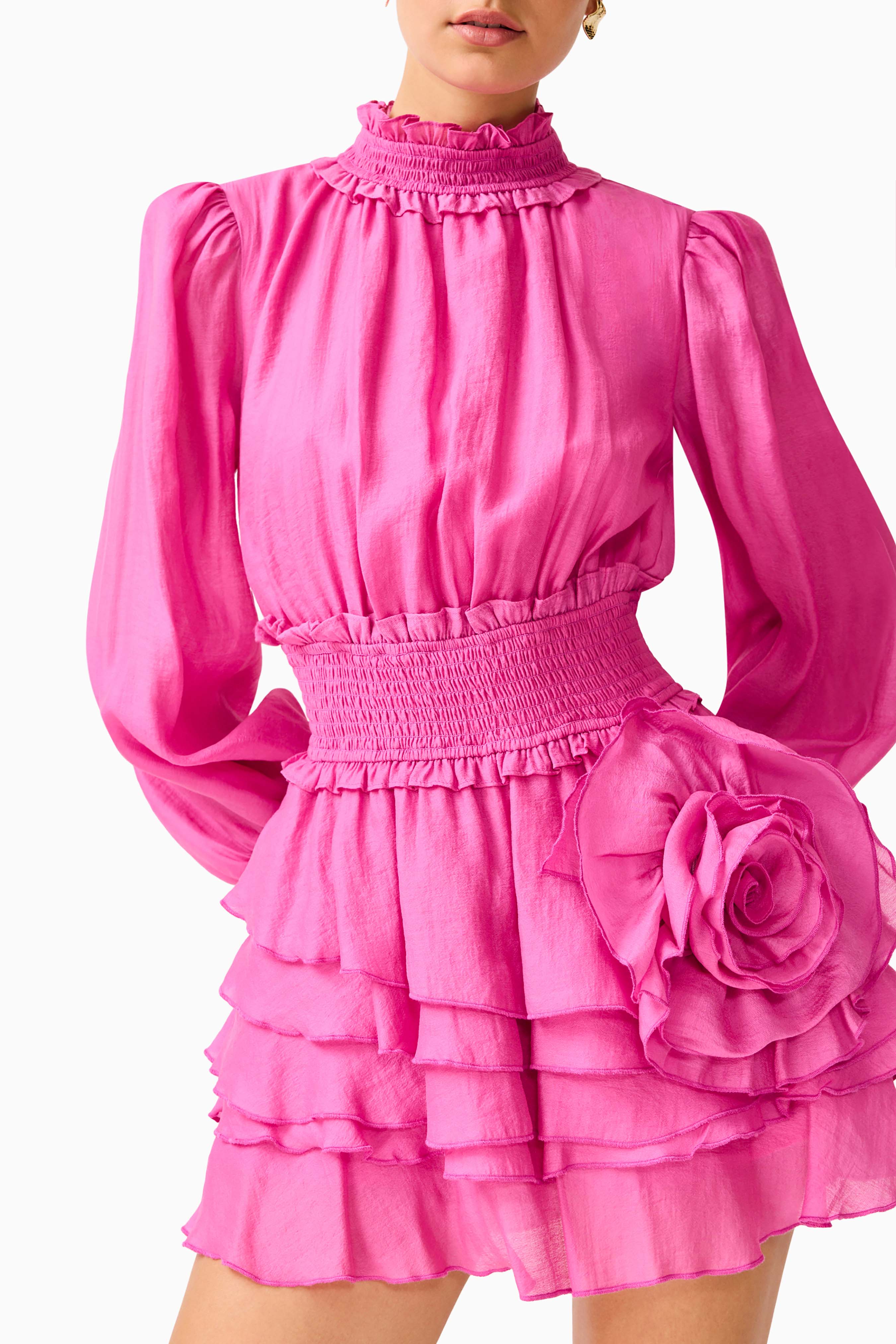 Rosera Long Sleeve Playsuit in Pink