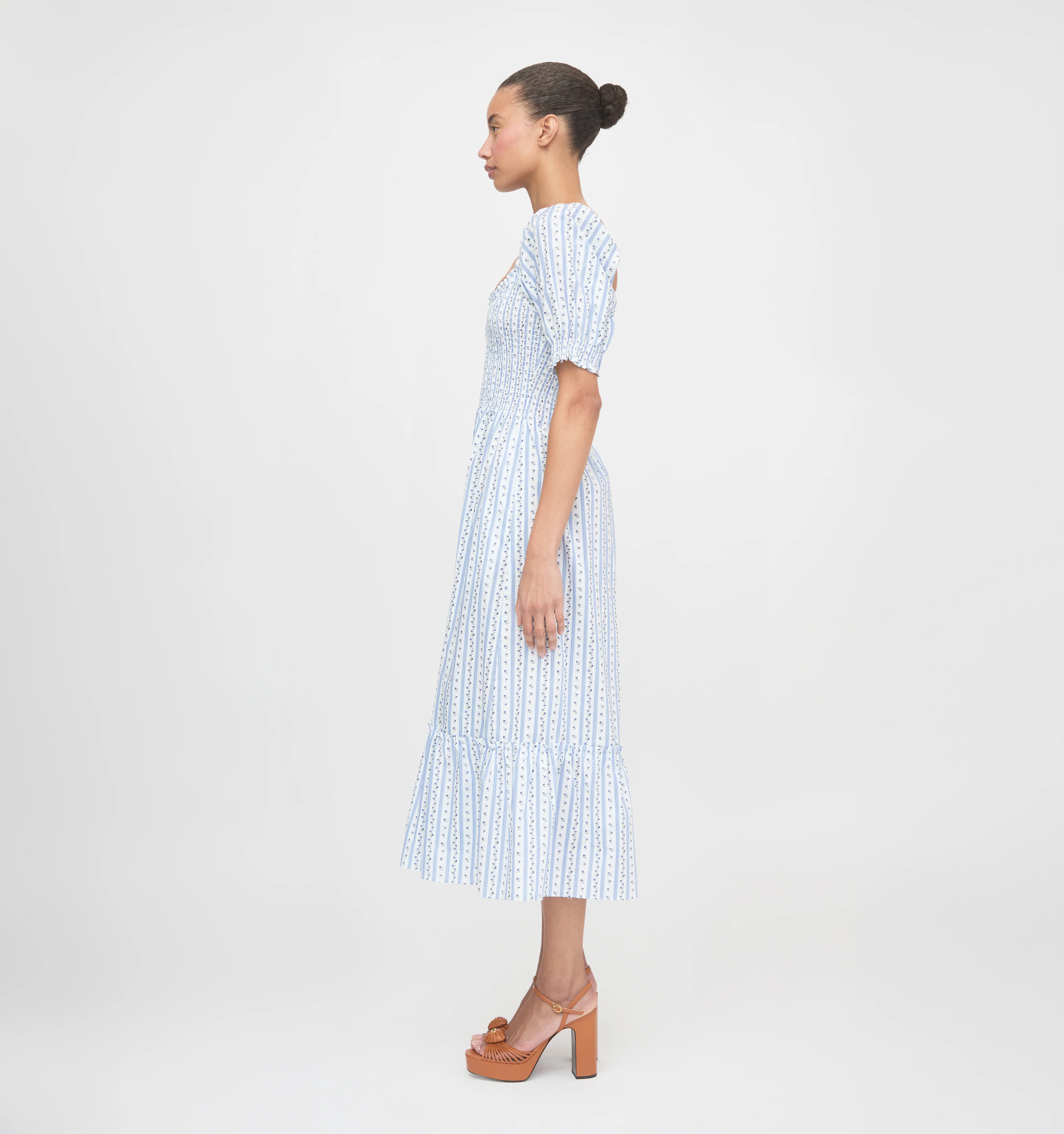 The Louisa Nap Dress - Blue Petal Stripe