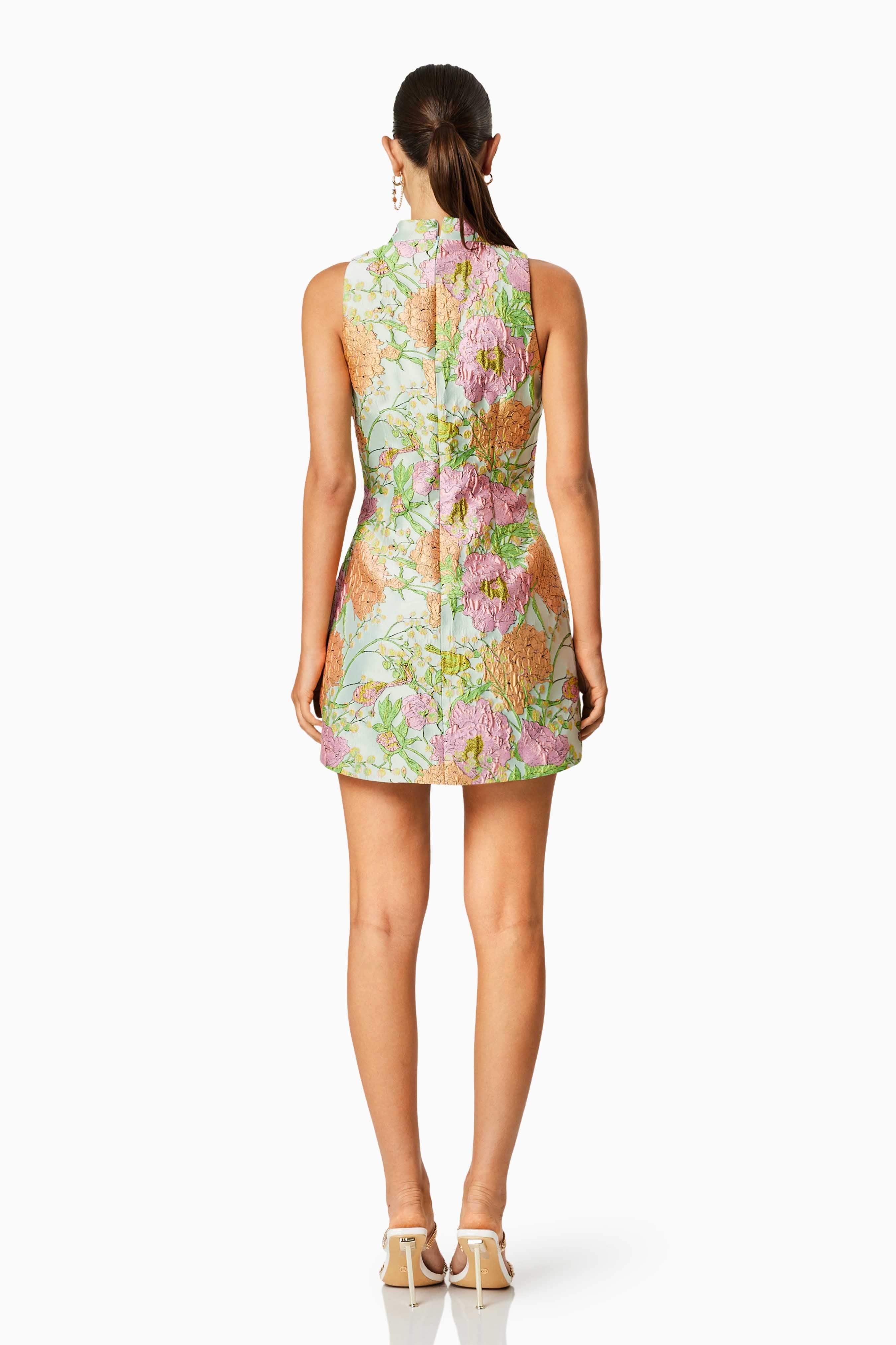 Sunbeam Mini Dress In Green Floral