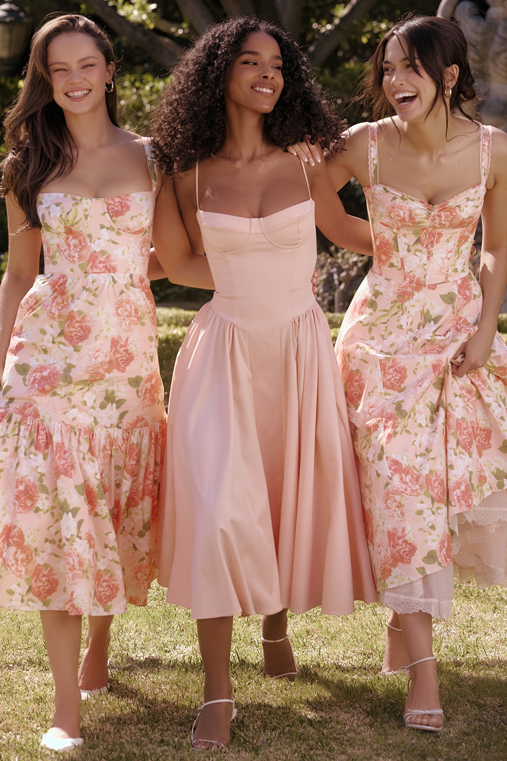 Pink Peony Print Cotton Midi Sundress