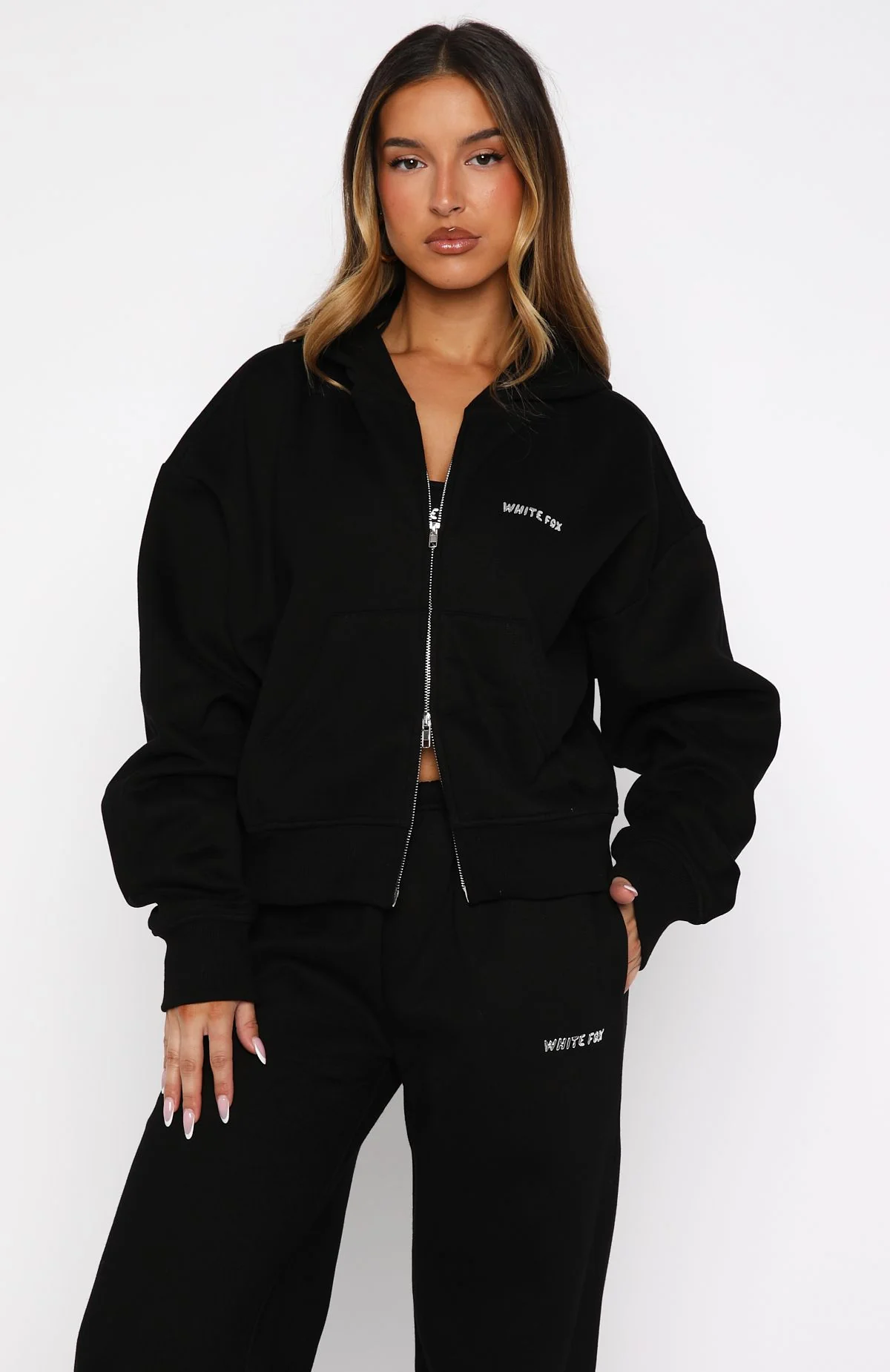 Test Drive Boxy Zip Front Hoodie Black