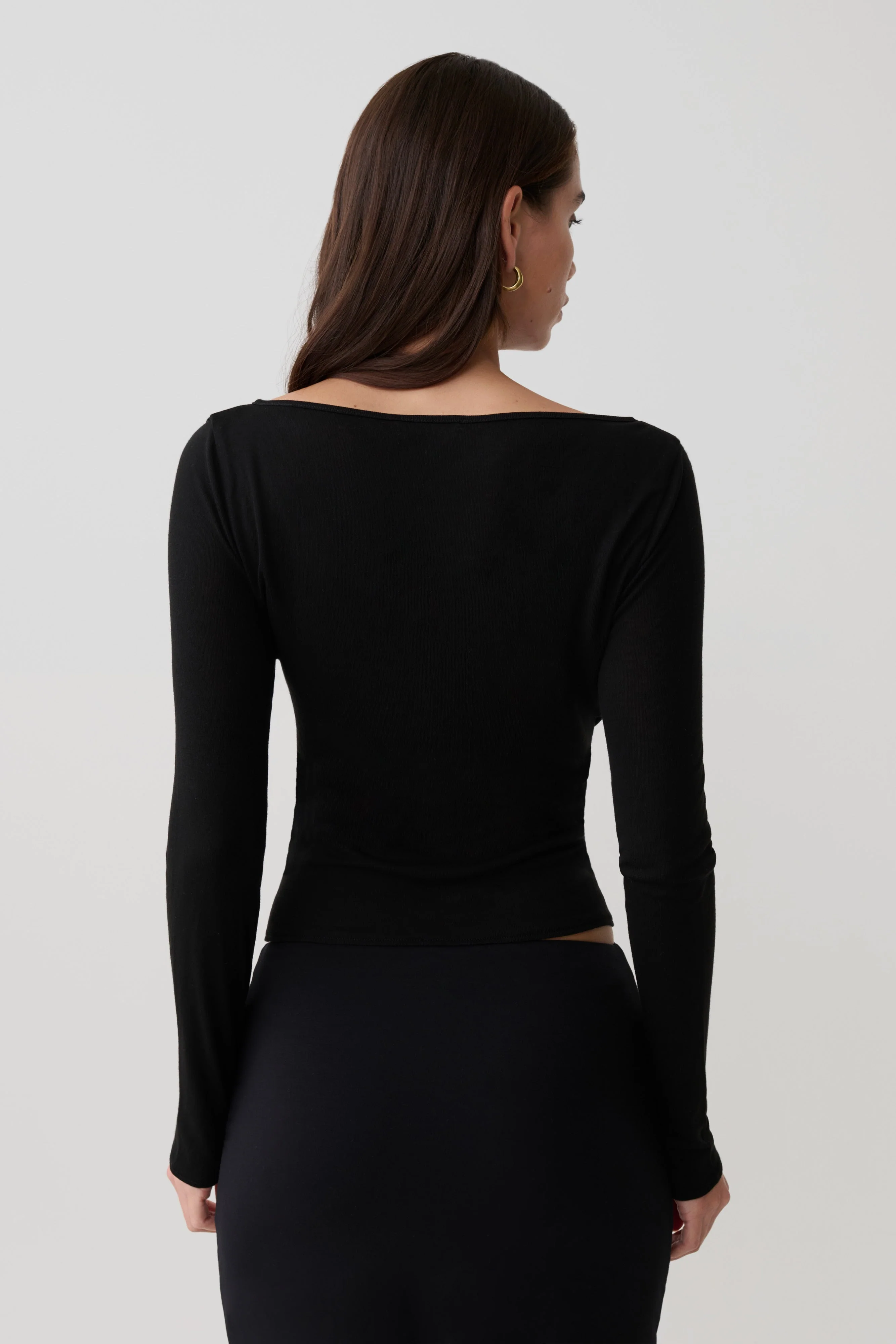 Coraline Long Sleeve Sheer Top - Black