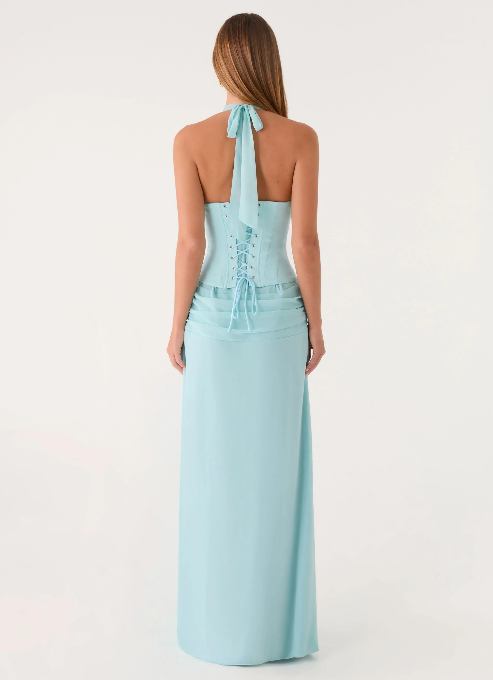 Soneva Corset Maxi Dress - Aqua - luluinthesky
