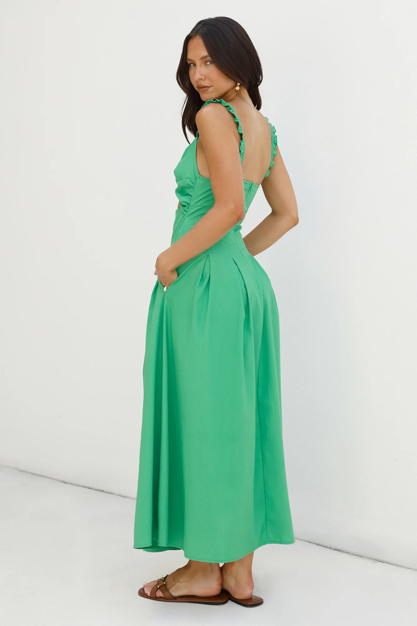 Cherry Kisses Maxi Dress Green