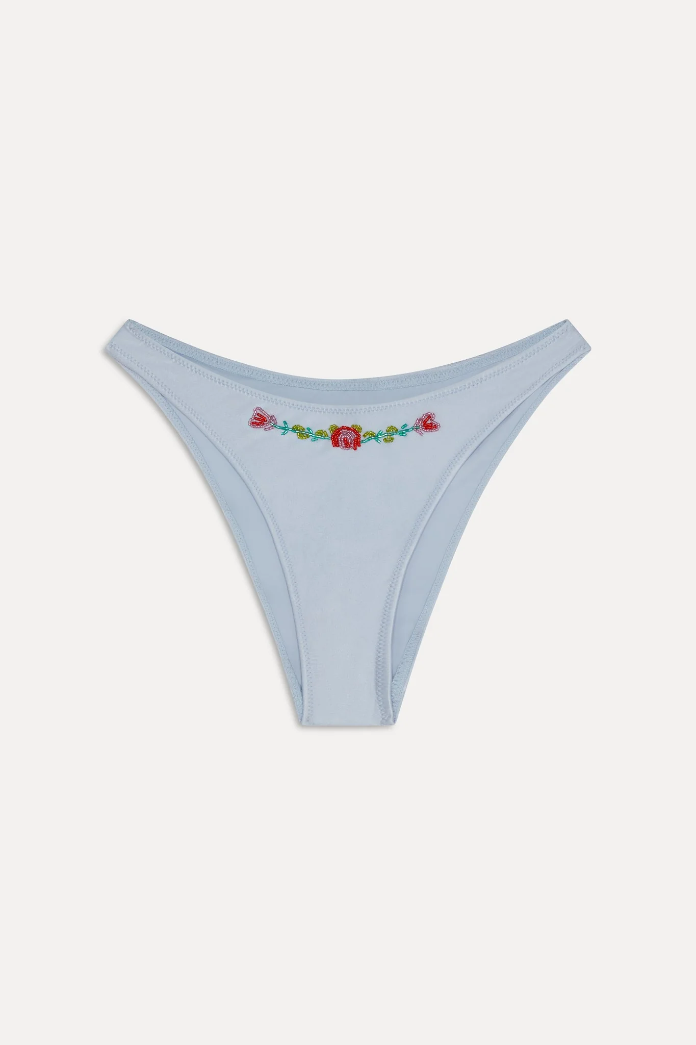Dove Beaded Satin Bikini Bottom - Frosting