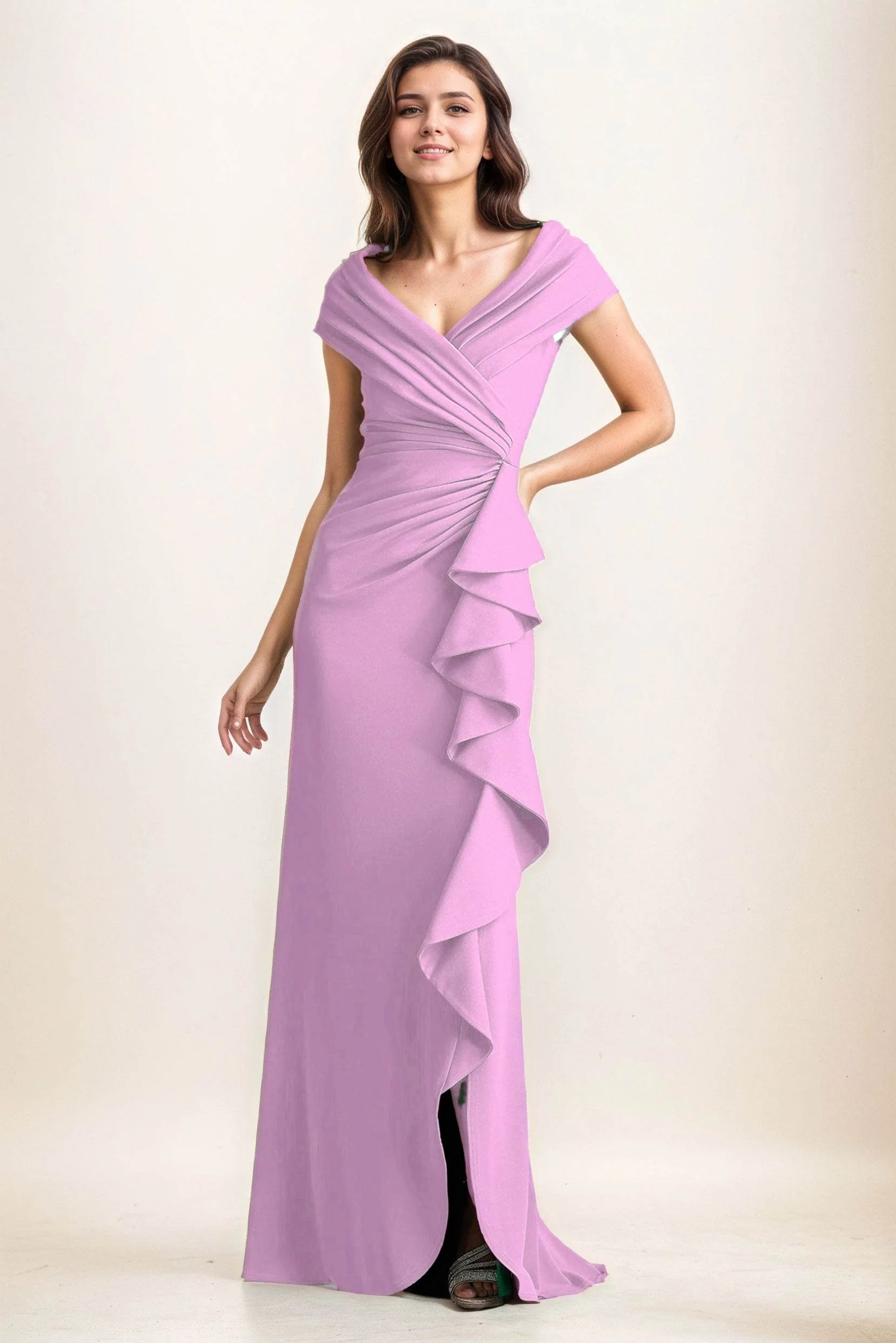 Sheath-Column Maxi Elastic Cloth Wedding Guest Dress CG0280
