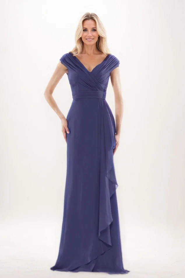 Sheath-Column Maxi Chiffon Mother Of The Bride Dress CM0312