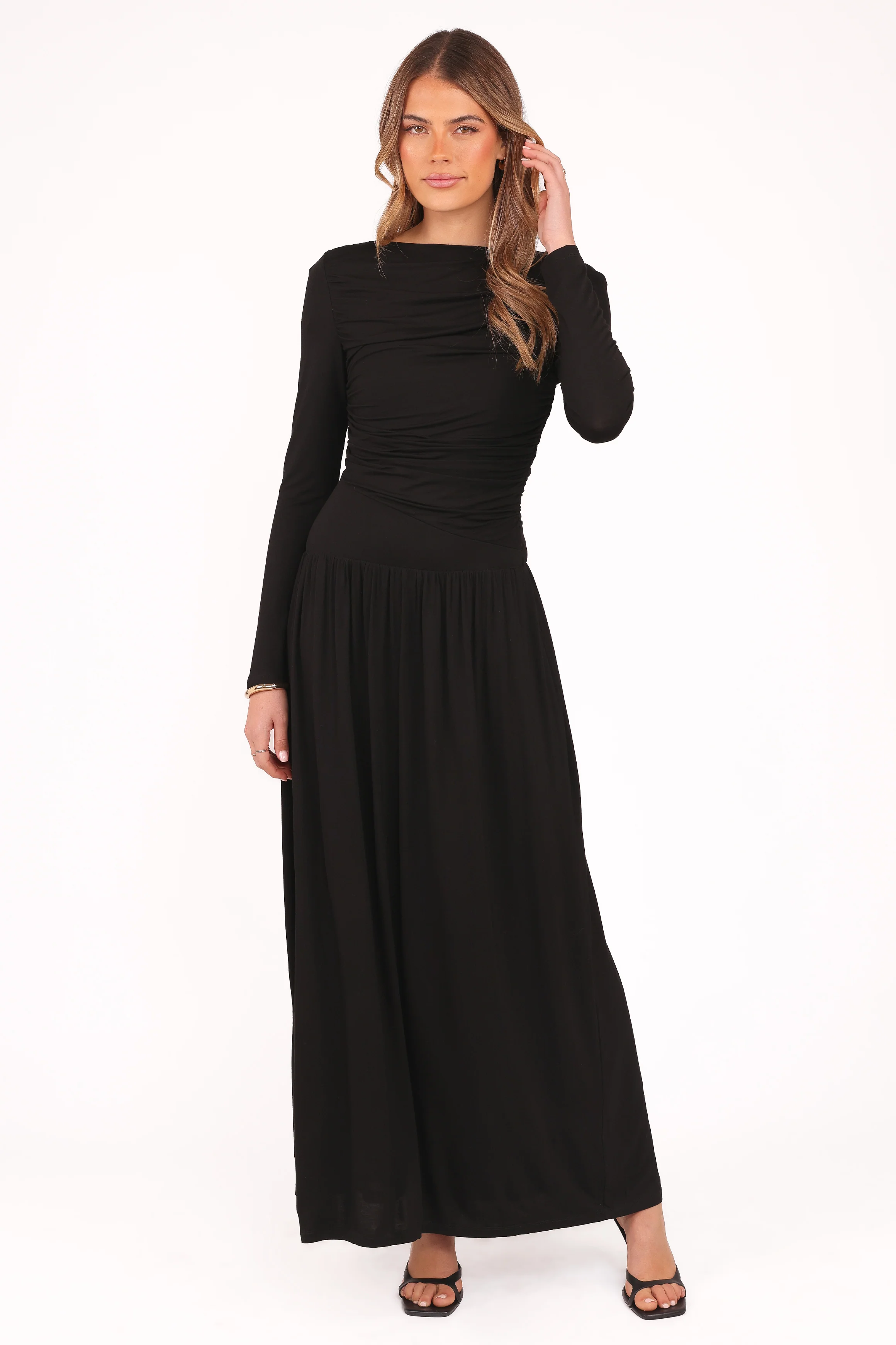 Shirley Long Sleeve Maxi Dress - Black