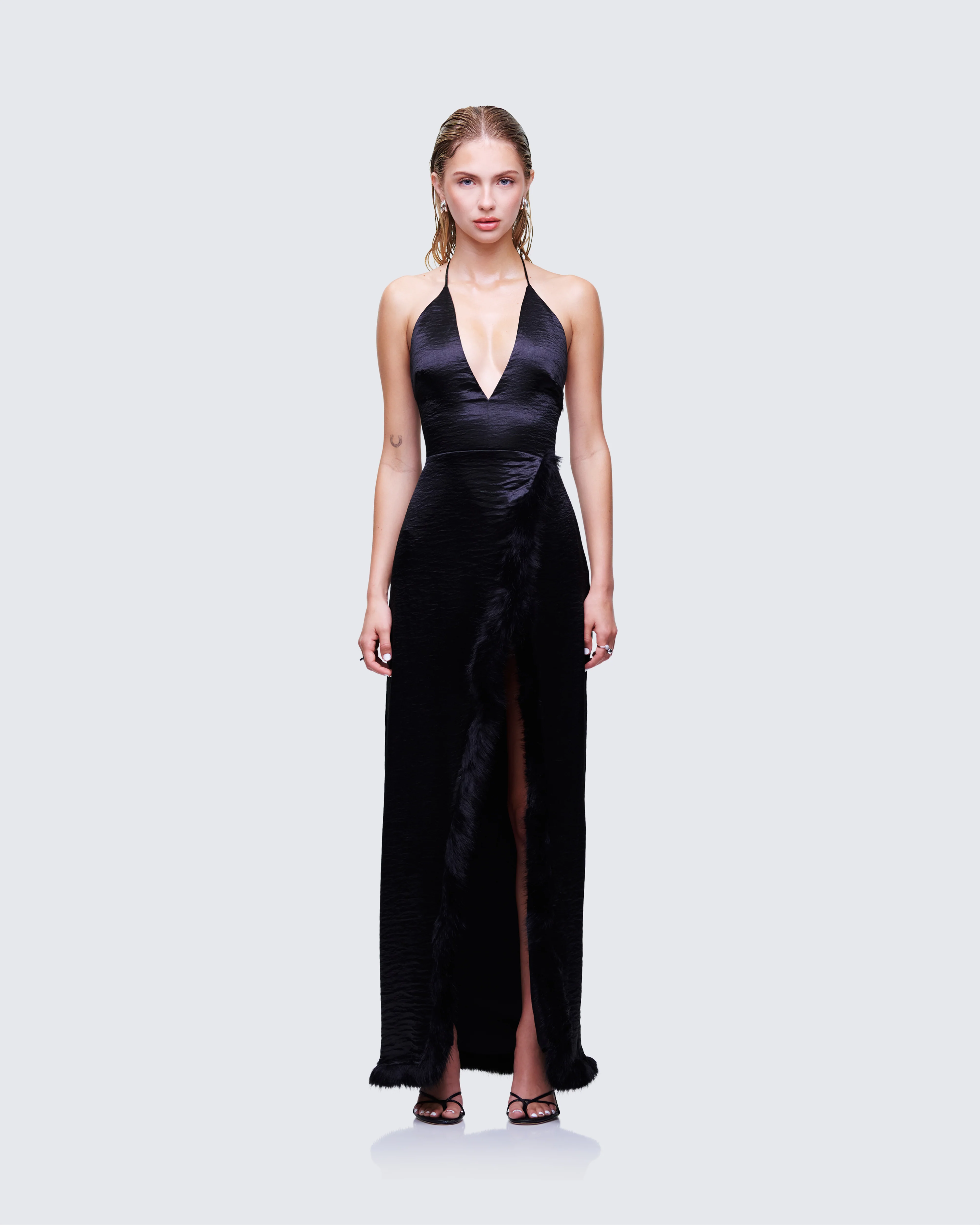 Ursula Black Wrap Maxi Dress