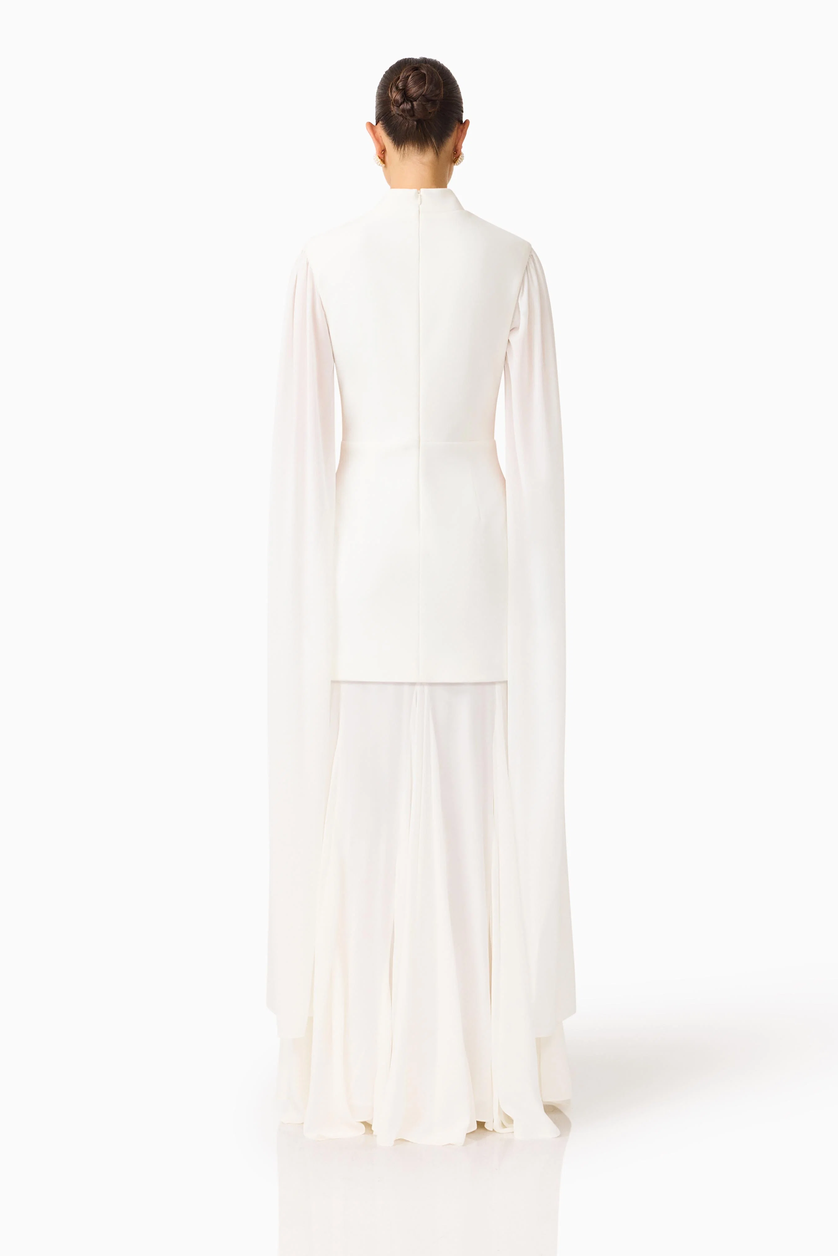 Odelia Cape Sleeve Gown in White