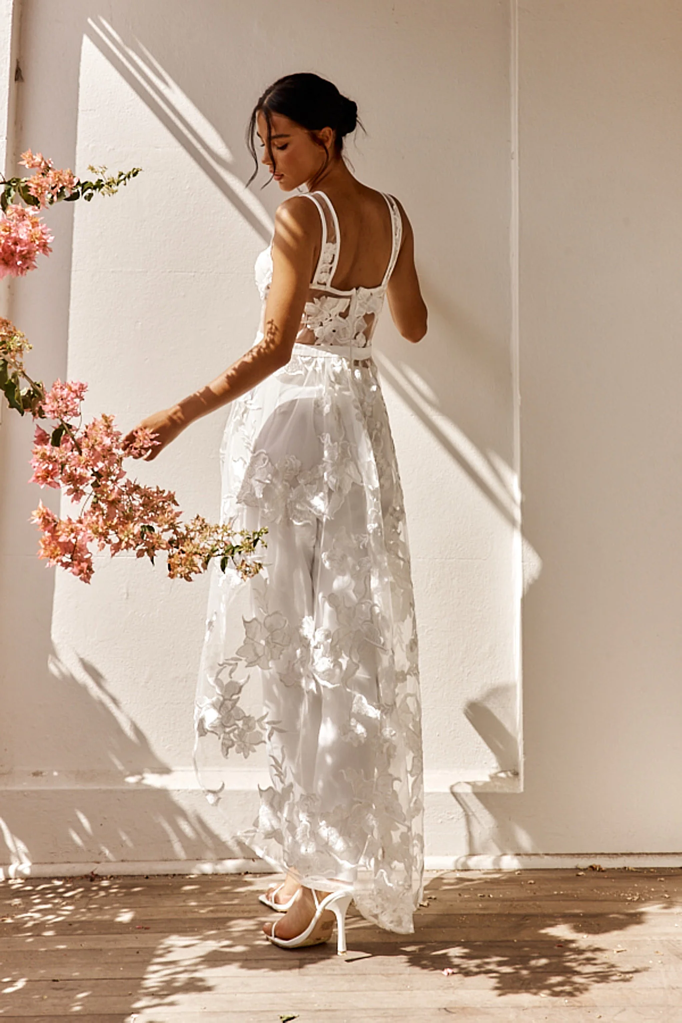 Moonlight Tango High-Low Mesh Top White