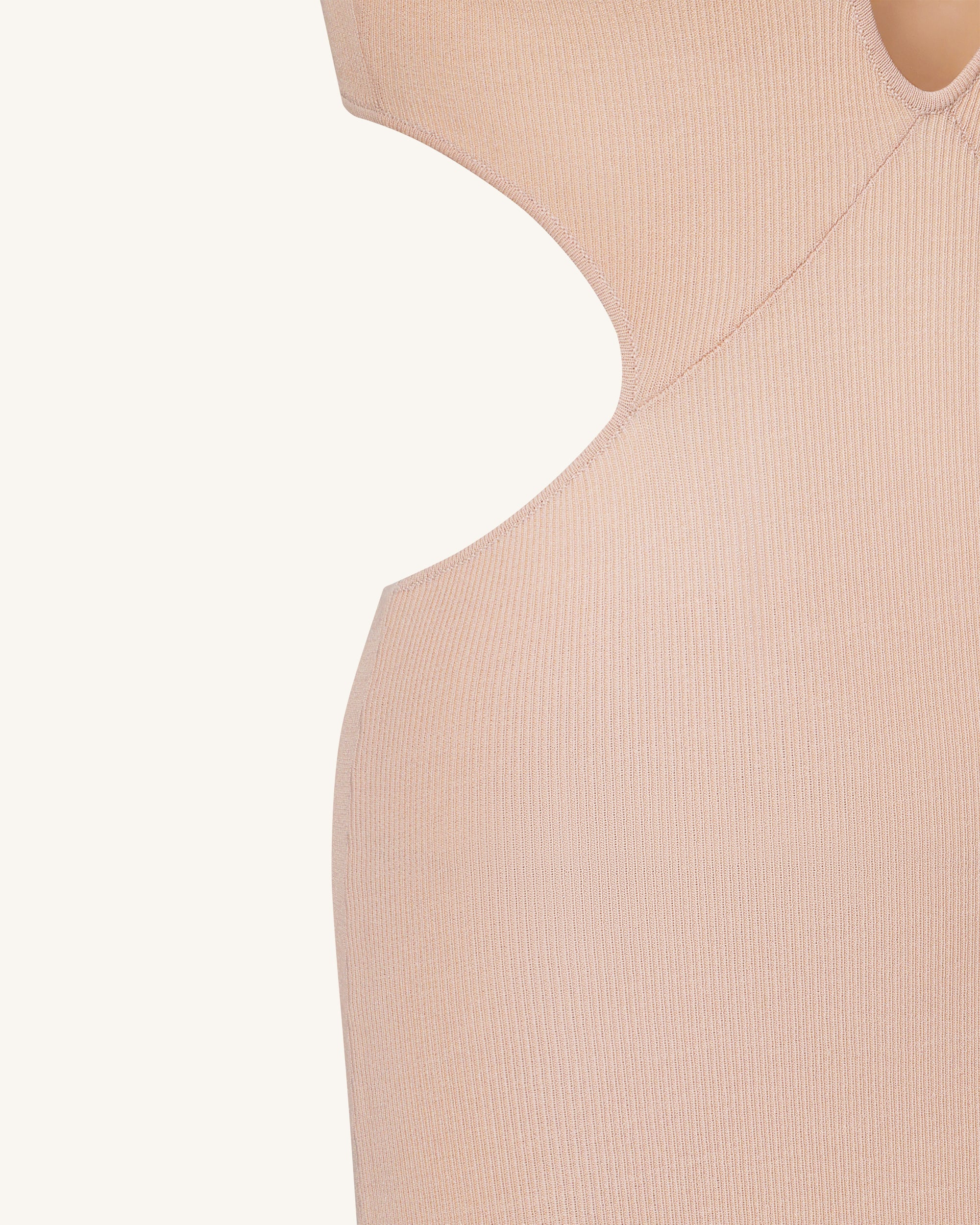 Ribbed Knit Cutout Maxi Dress - Pink - FASHION NOB