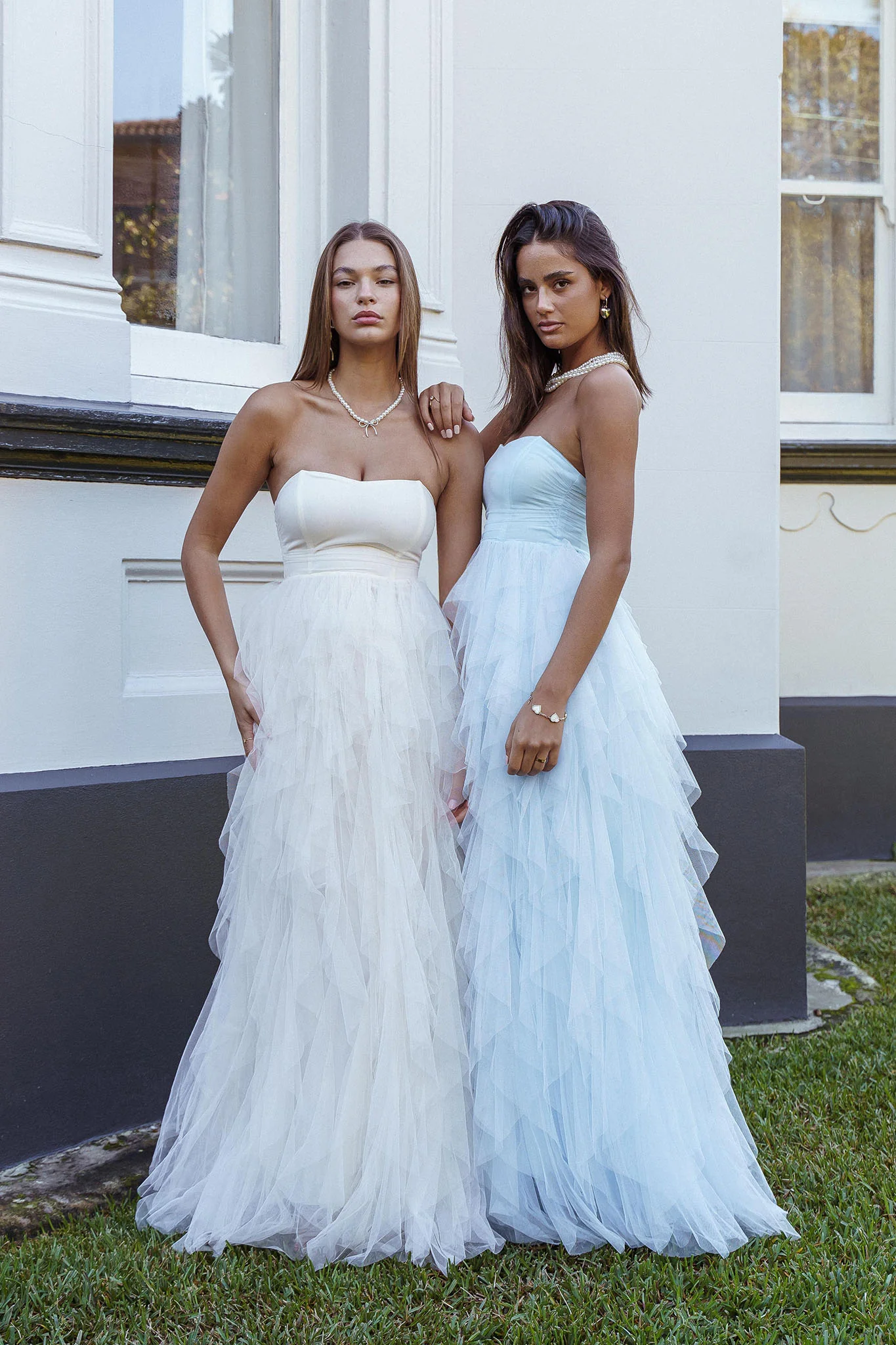 Rori Tulle Cascade Maxi Dress Ivory