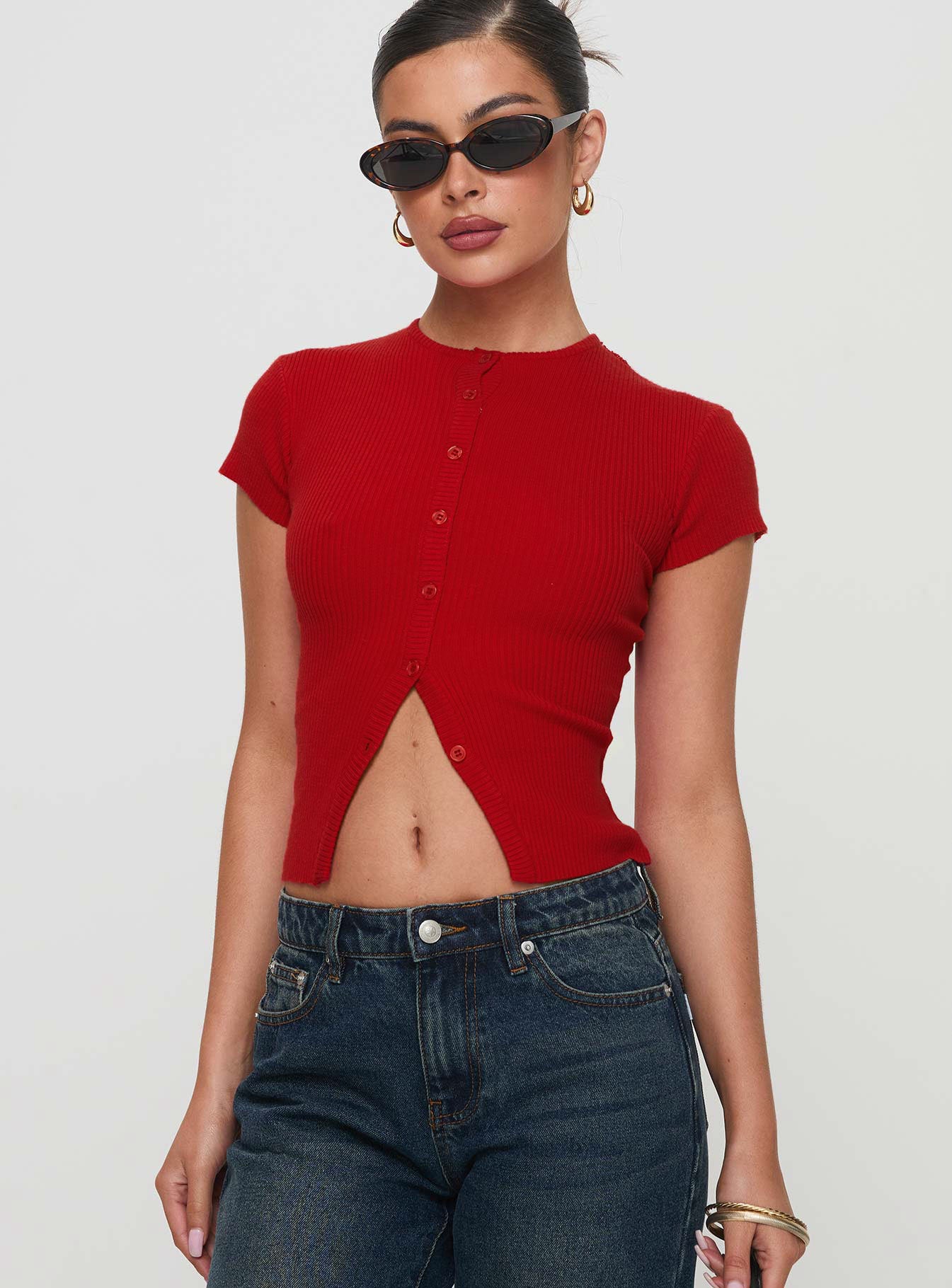 Suzu Knit Top Red