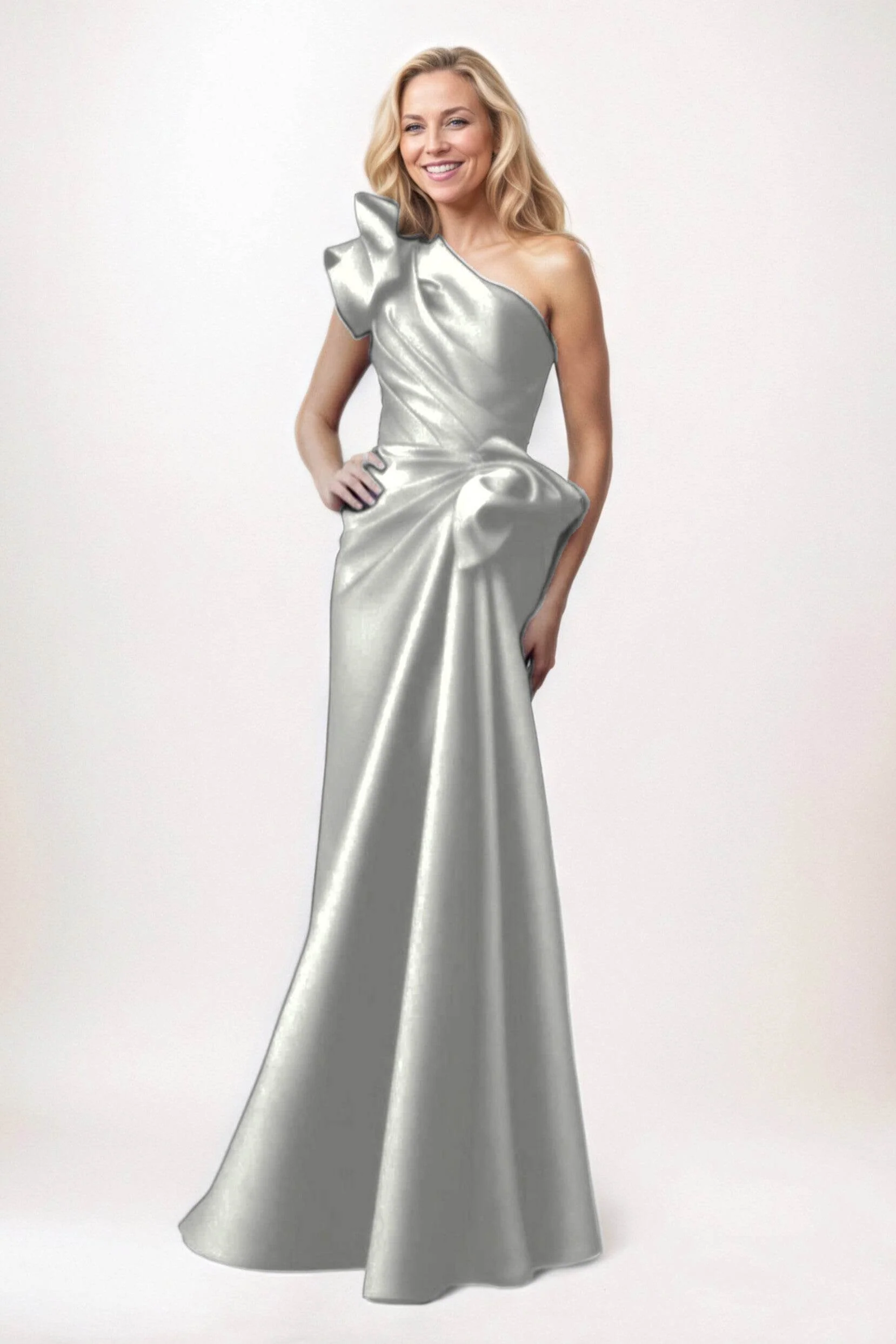 Sheath-Column Maxi Satin Mother of the Bride Dresses CM0383