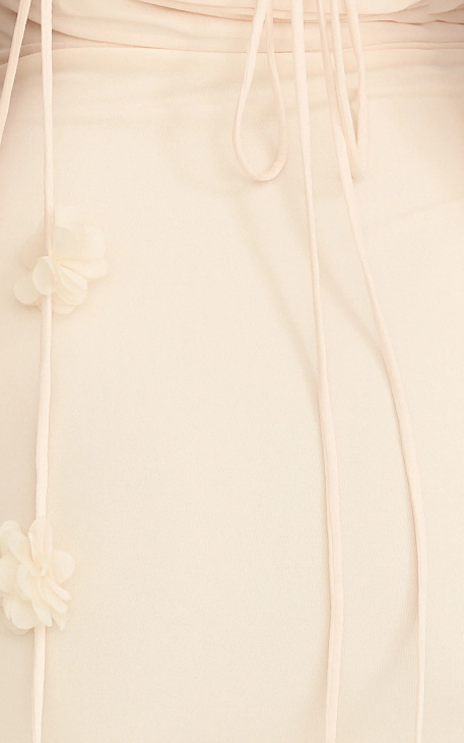 Penny Mini Dress - Draped Cowl Neck 3D Flower Fitted Dress in Cream