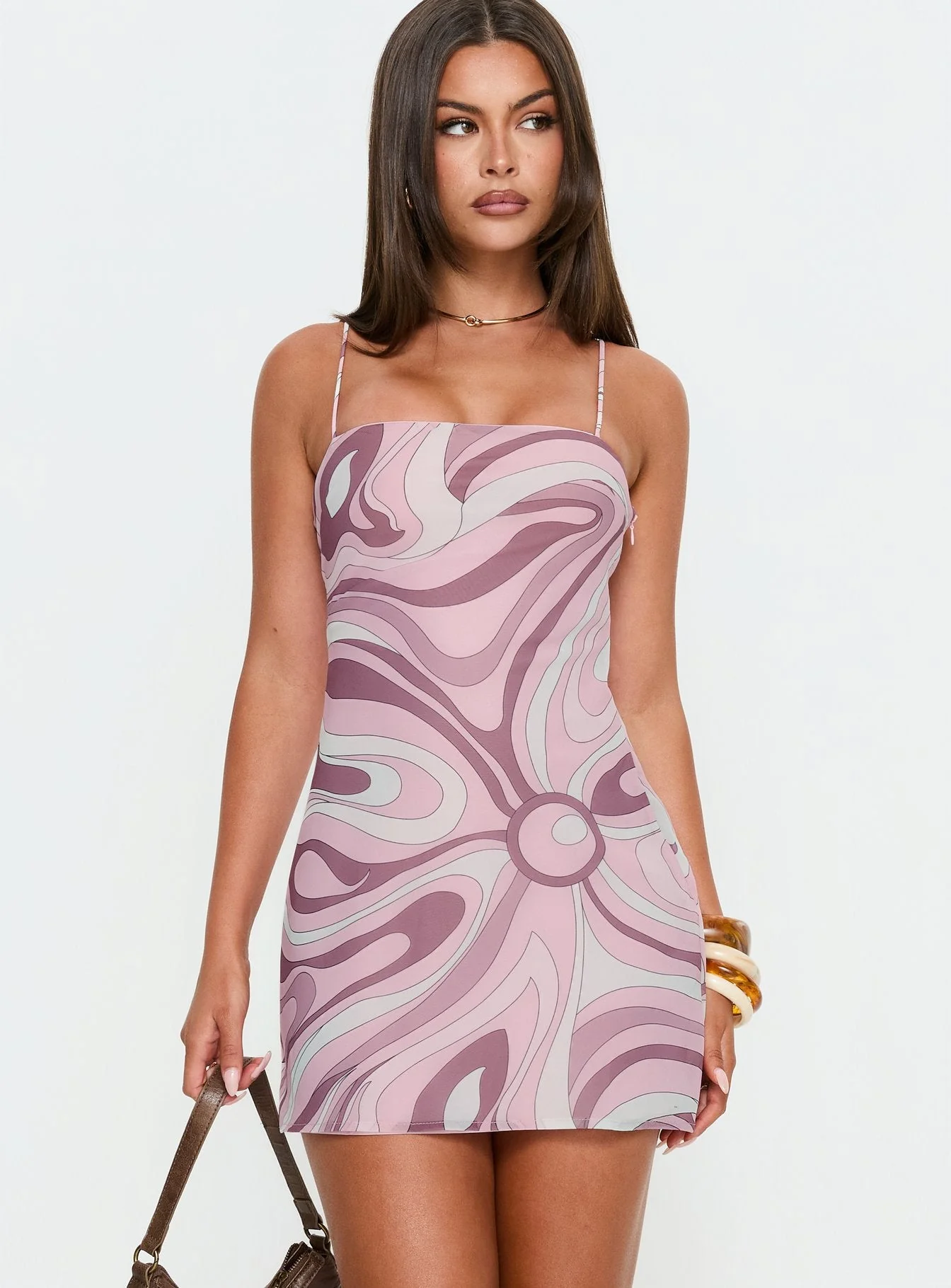 Disco Queen Mini Dress Pink Abstract