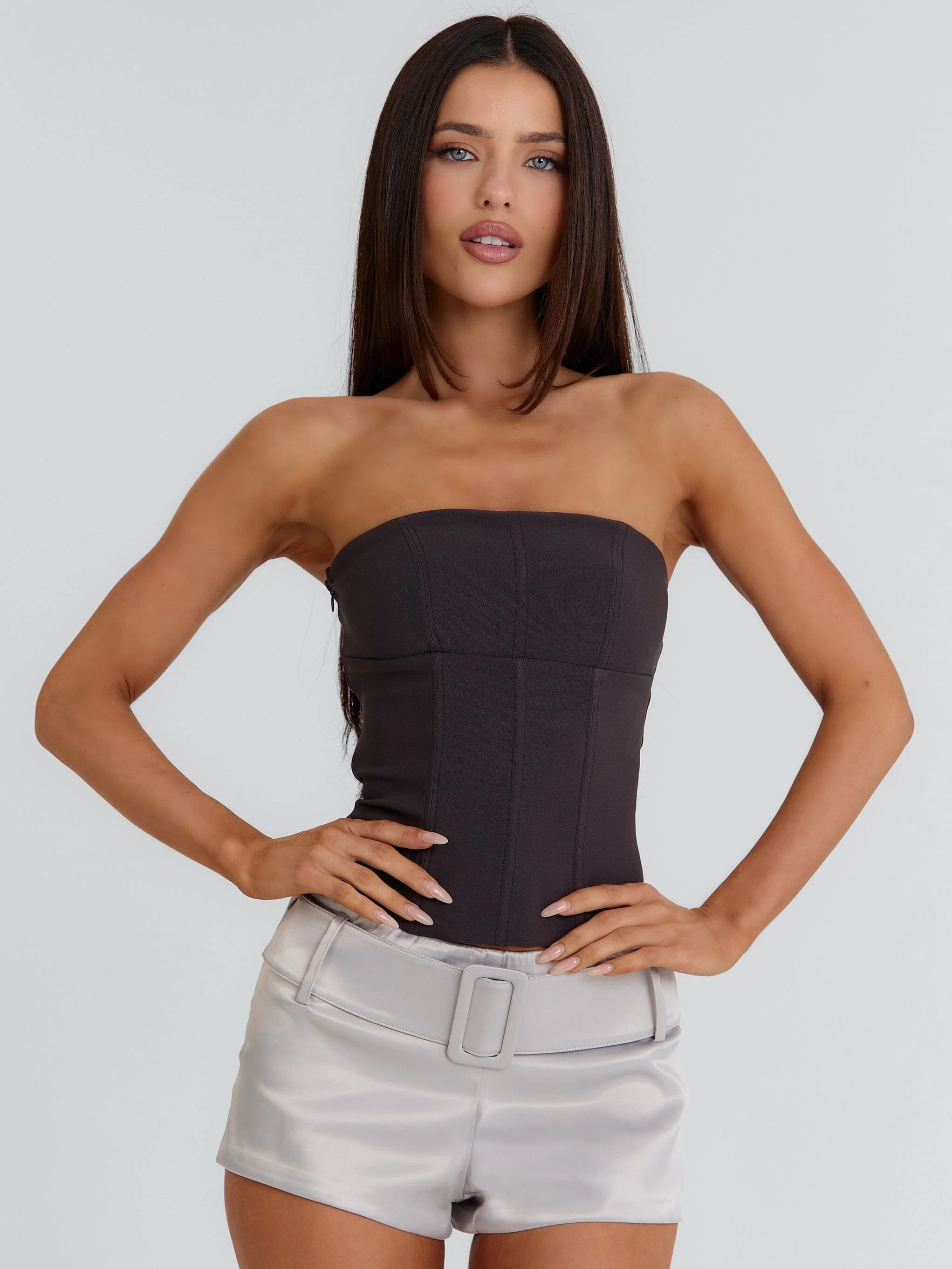 CHAYA CORSET TOP BROWN