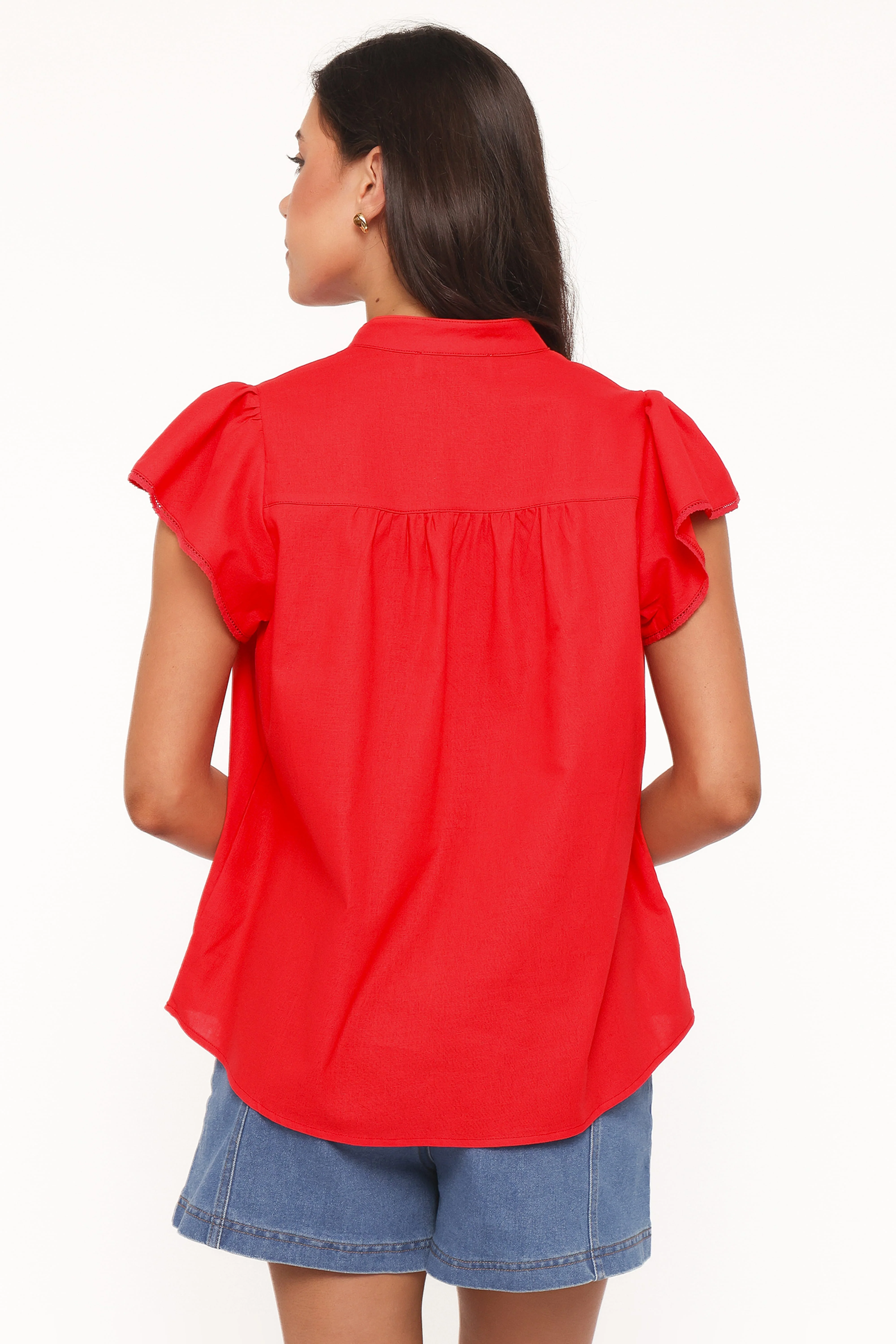 Kylie Flutter Sleeve Top - Red