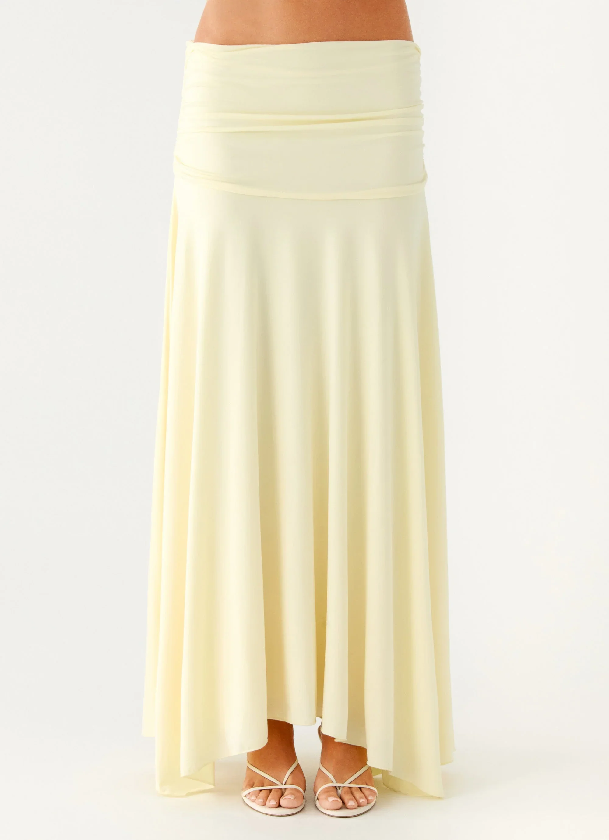 Liana Ruched Maxi Skirt - Yellow