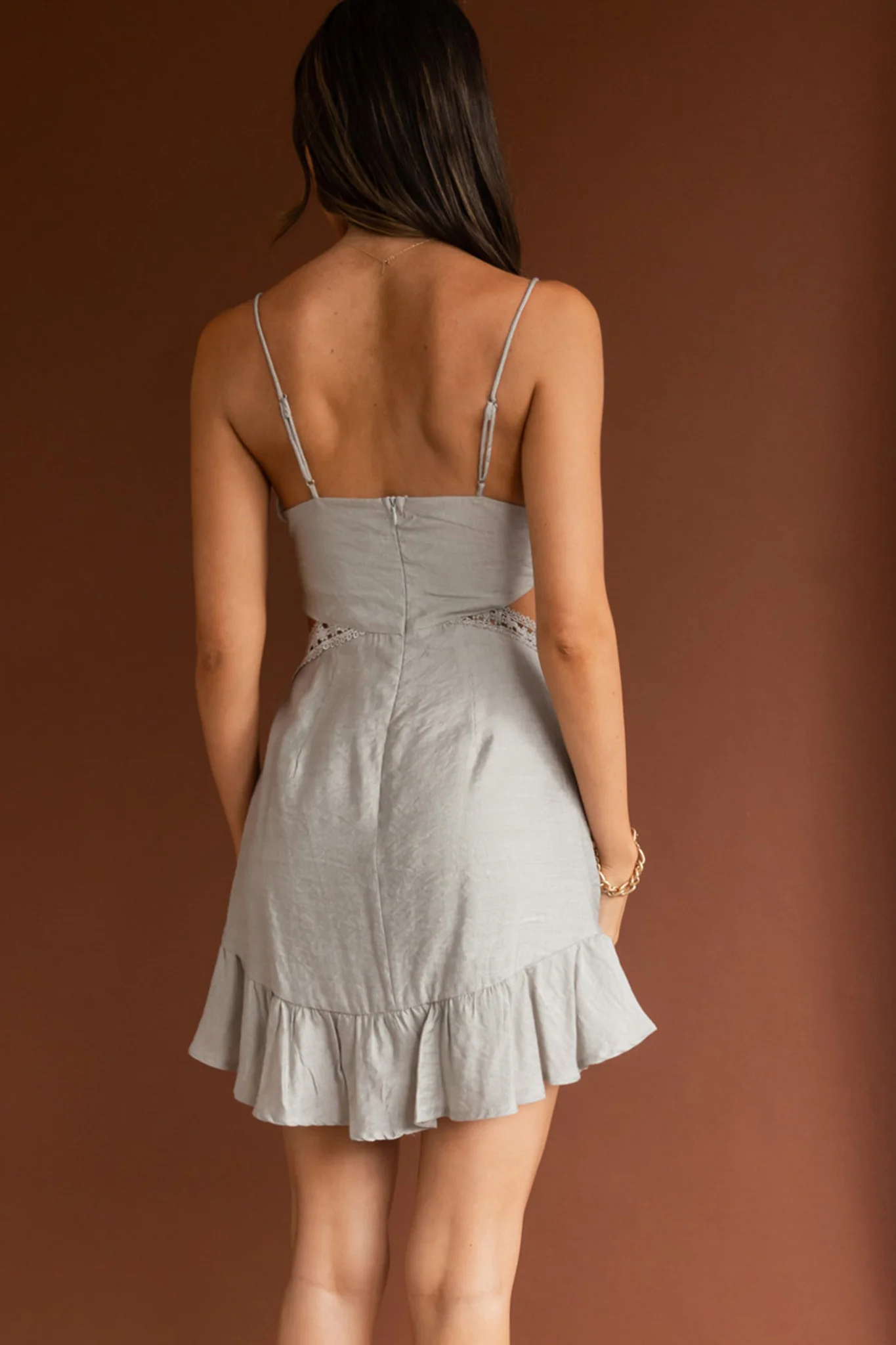 Santorini Sunset Cami Strap Cut-Out Dress Avocado