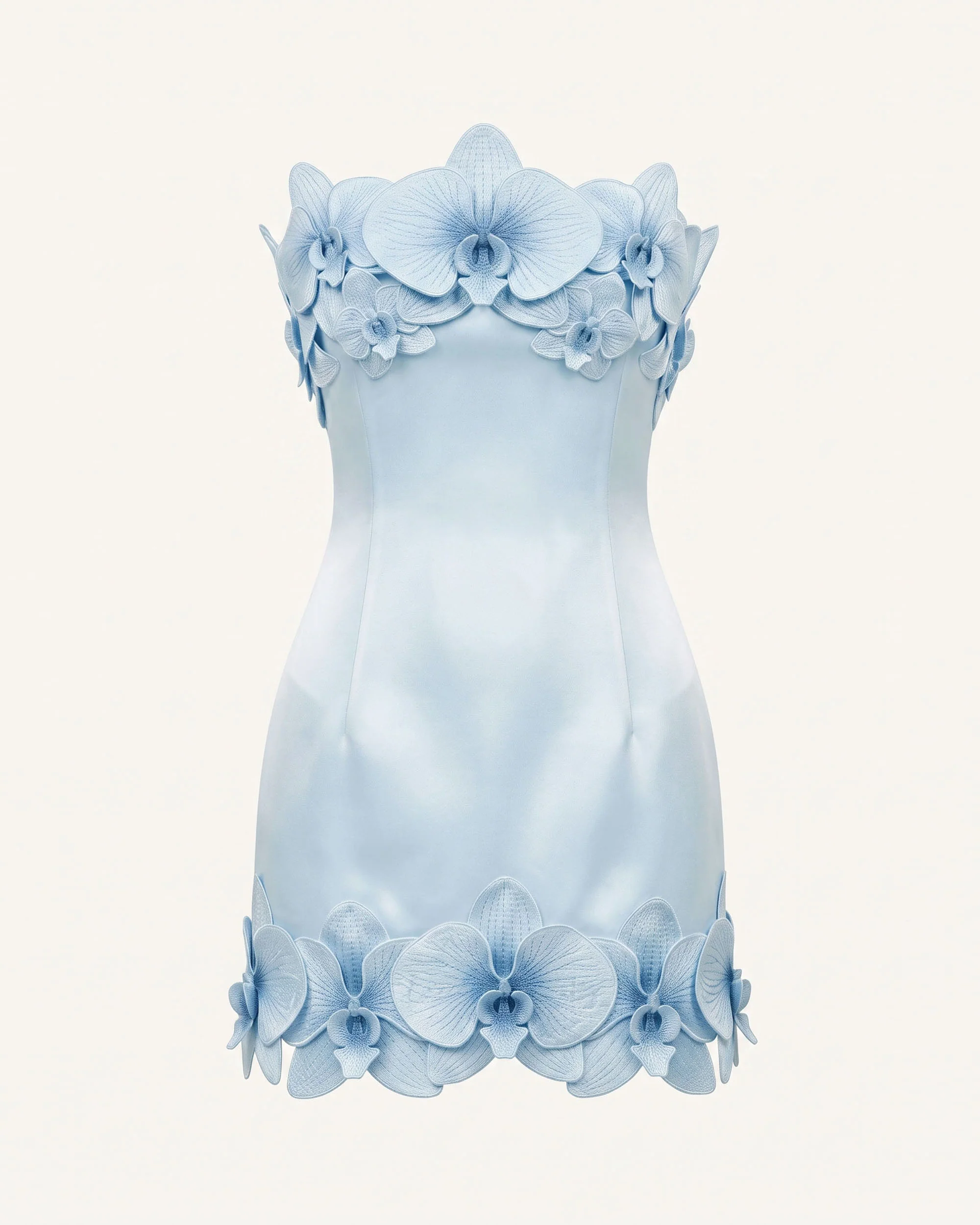 Orchid Trim Strapless Mini Dress - Blue - luluinthesky