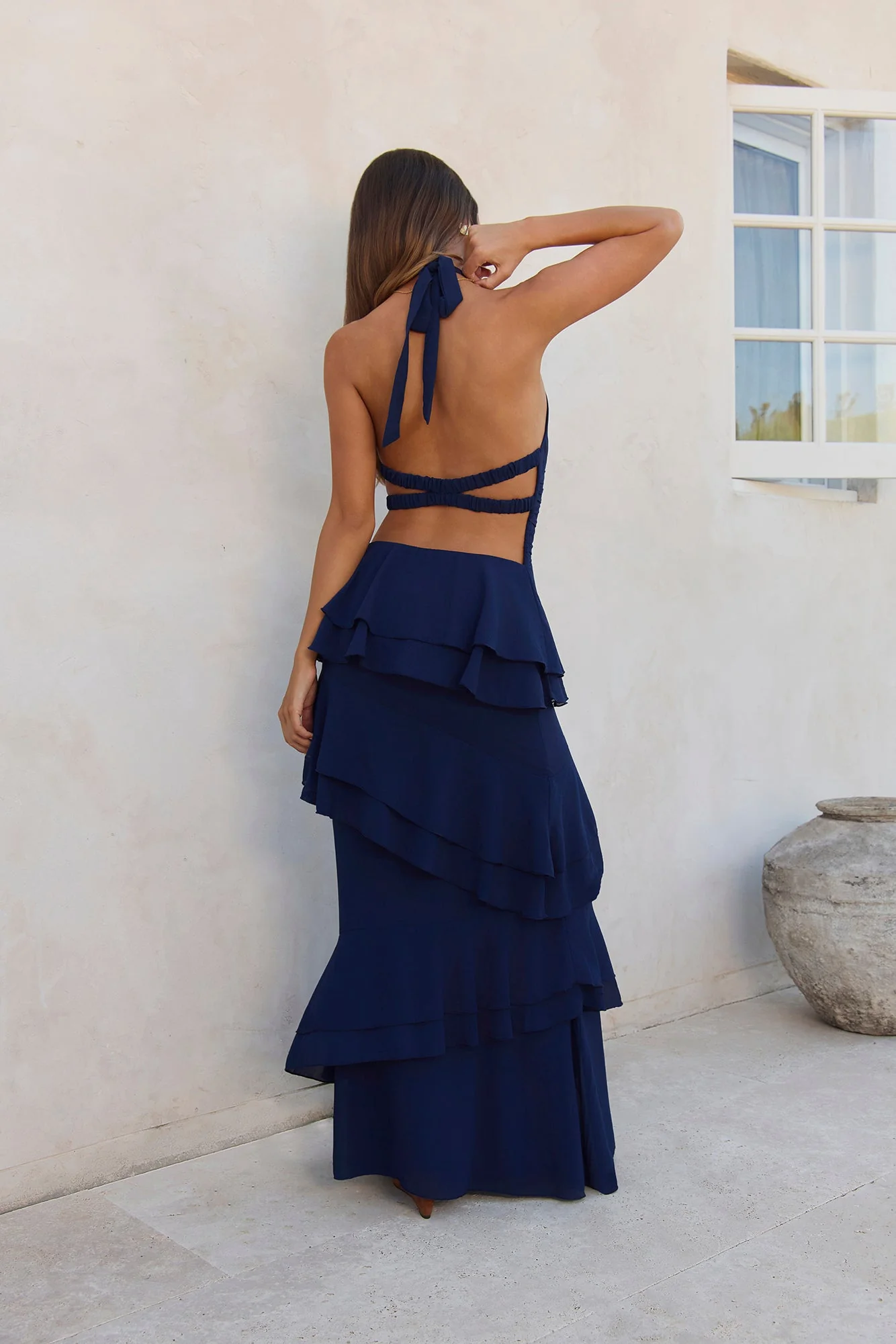 Path Of Fate Halter Maxi Dress Navy