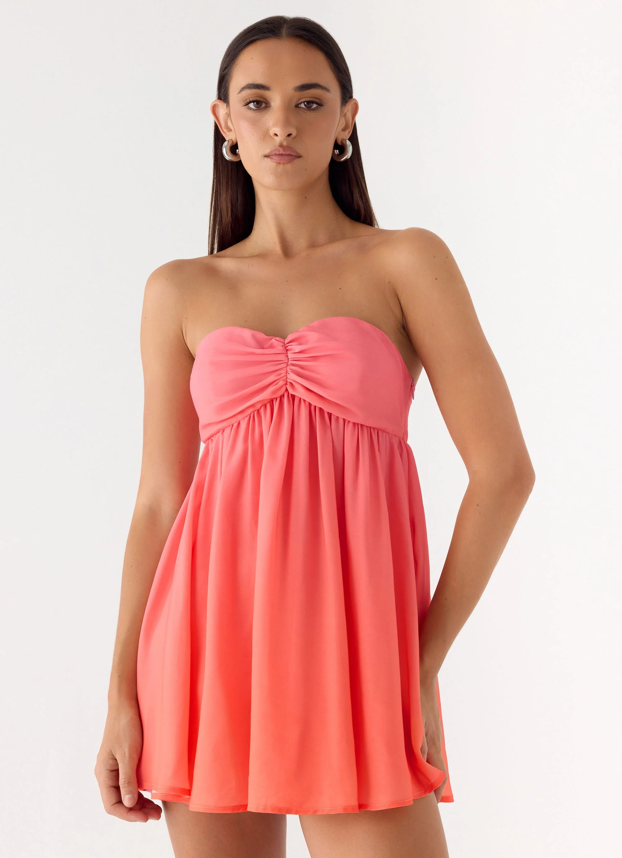Elevare Strapless Mini Dress - Sunset Ombre - luluinthesky