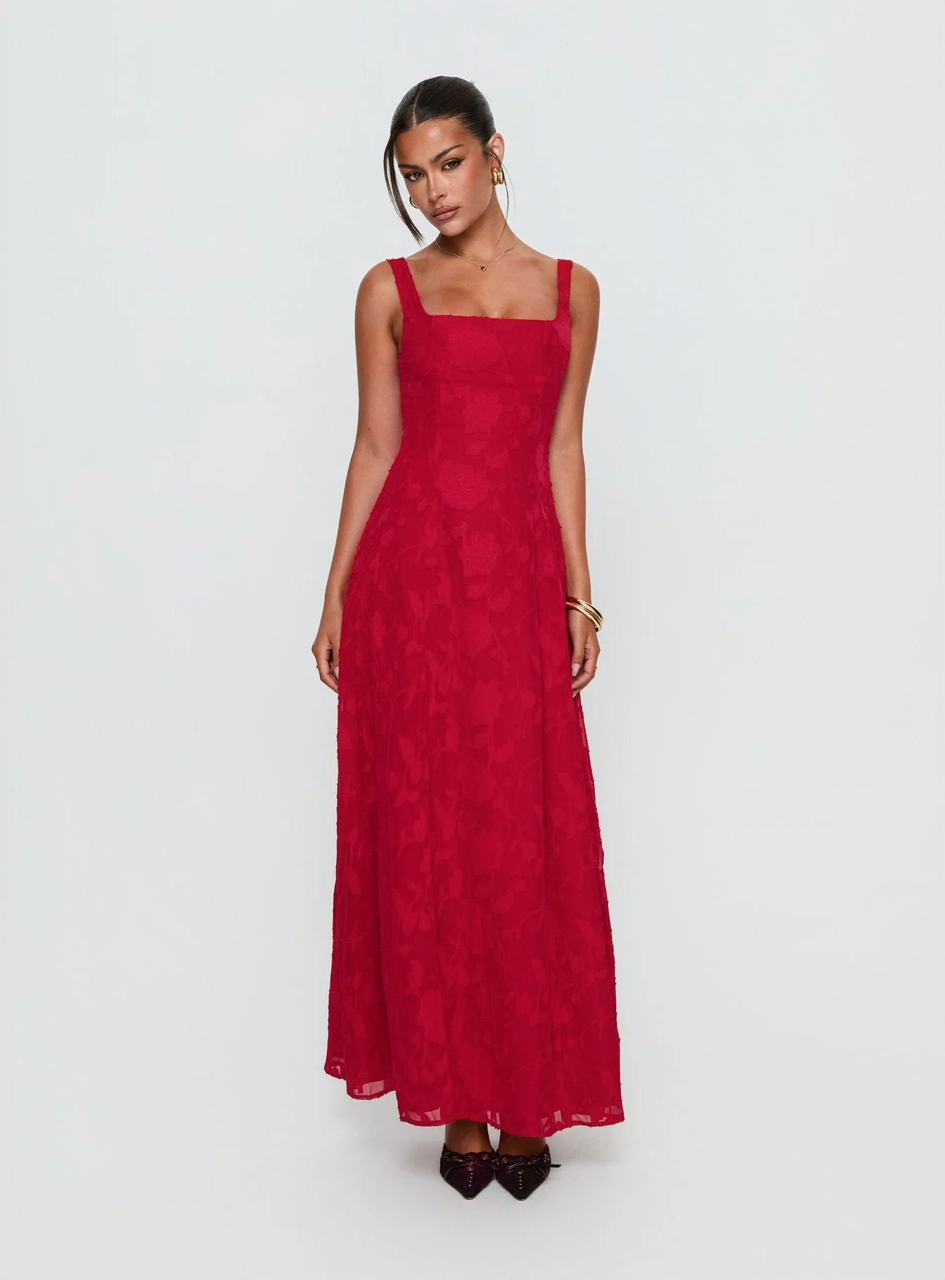 Margaux Burnout Maxi Dress Red