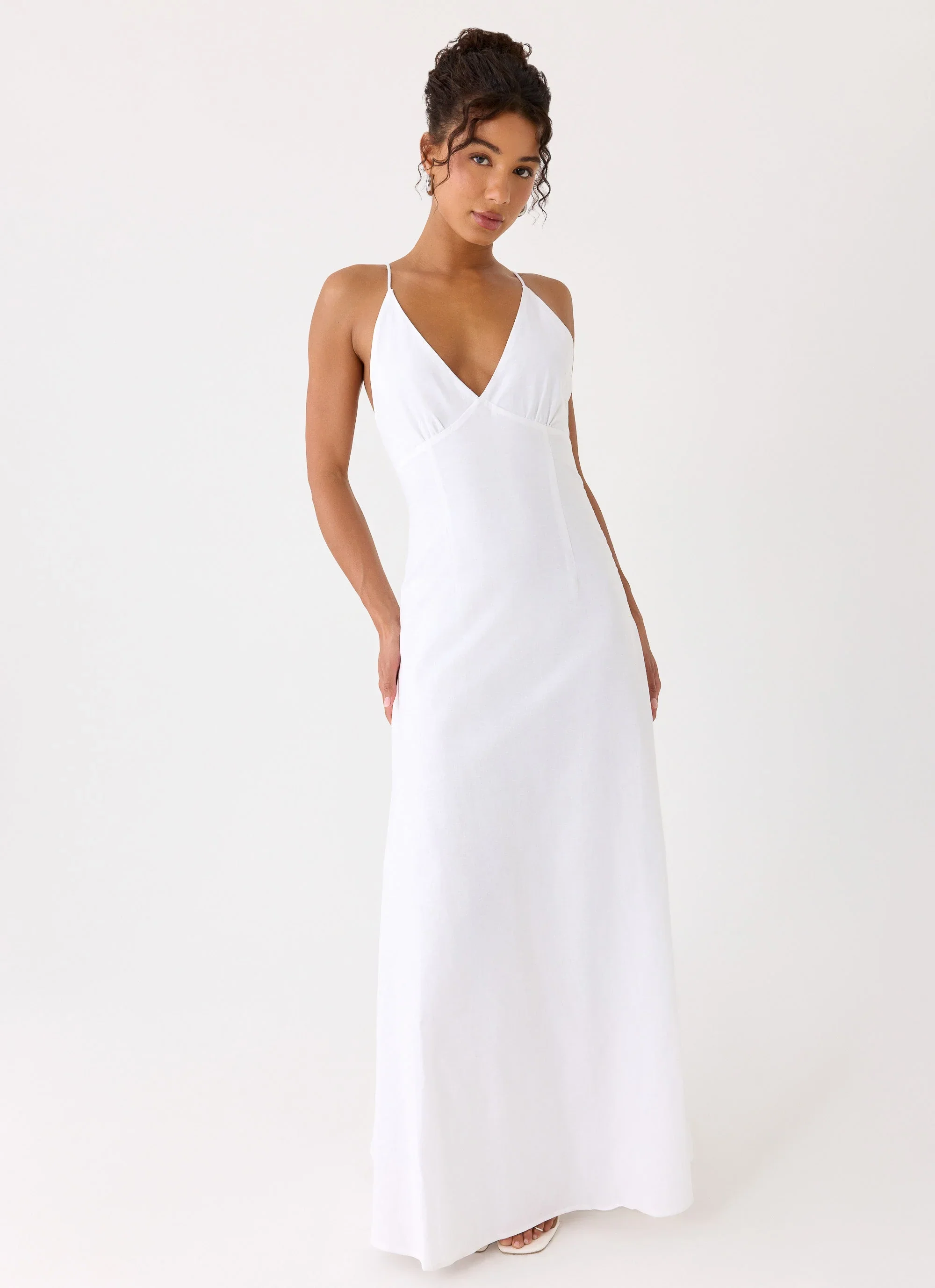 Calianna Linen Maxi Dress - White