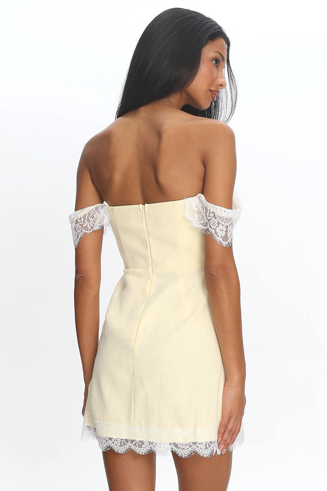 Sardinia Lace-Trim Mini Dress Baby Yellow