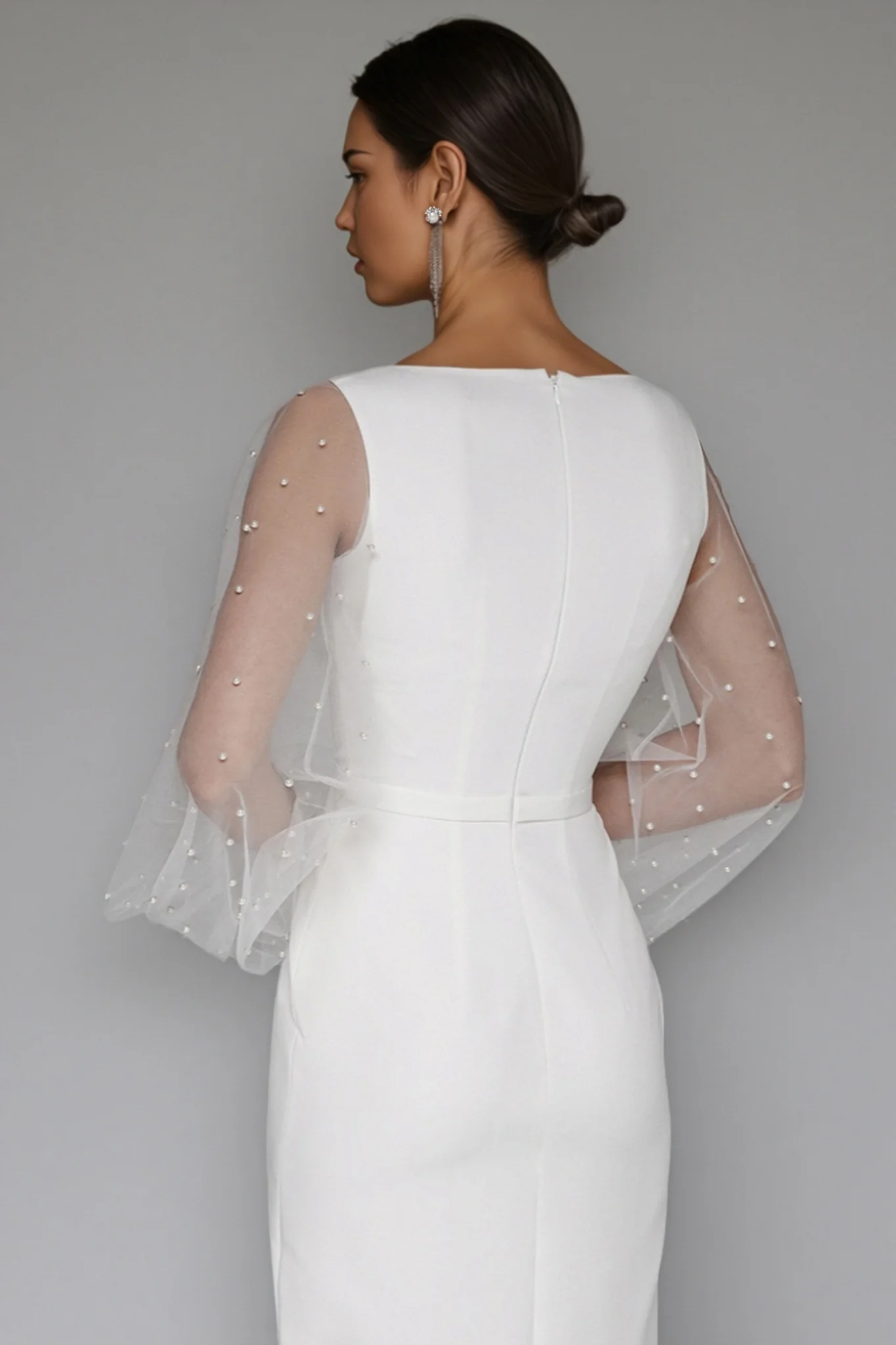 Carlotta White Deep V-Neck Slit Maxi Dress